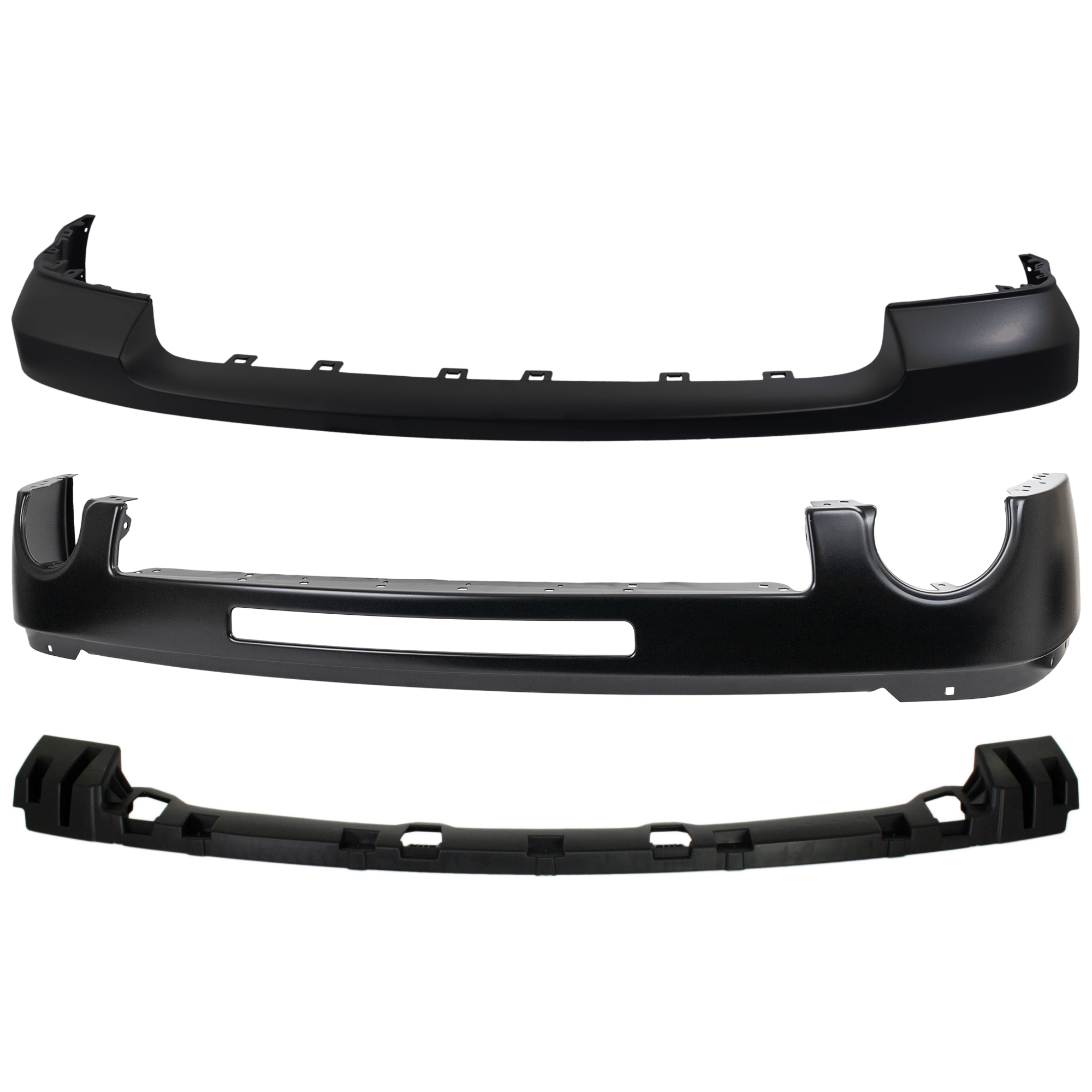 AM SIERRA 1500-07-13 FRONT BUMPER 3 pc kit Powdercoated Black w Air Hole with Bumper Bracket and Bumper Cover SKU KIT 071324-117 Partslink GM1002832 GM1065108 GM1014103 OEM 15901510-15246822-25783617