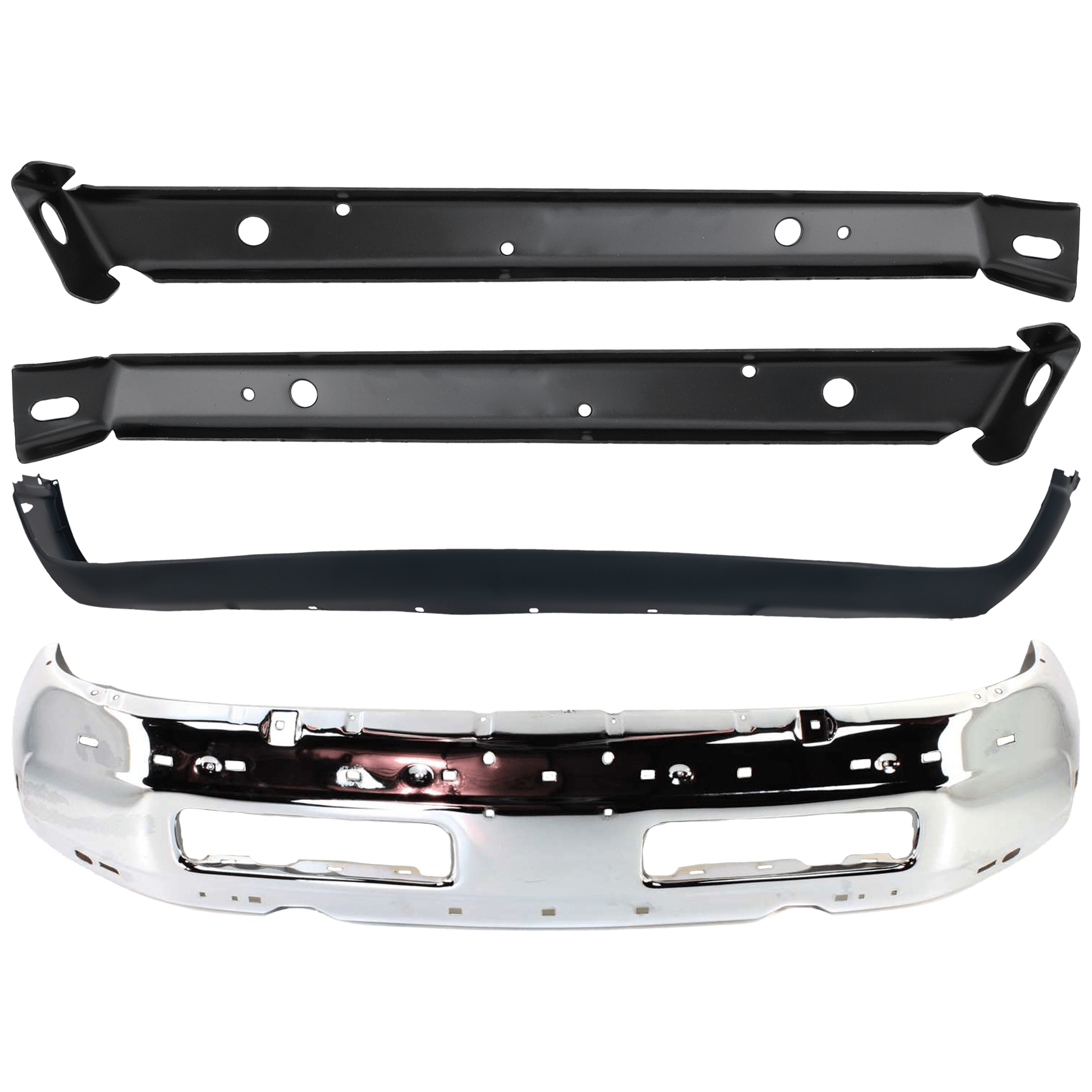 AM DODGE FULL SIZE PICKUP 94-02 FRONT BUMPER 4 pc kit Face Bar Chrome with Bumper Bracket and Bumper Cover SKU KIT 071324-121 Partslink CH1002256 CH1002172 CH1066108 CH1067108 CH1000232 OEM 55076599AG 55274749-55234725-5