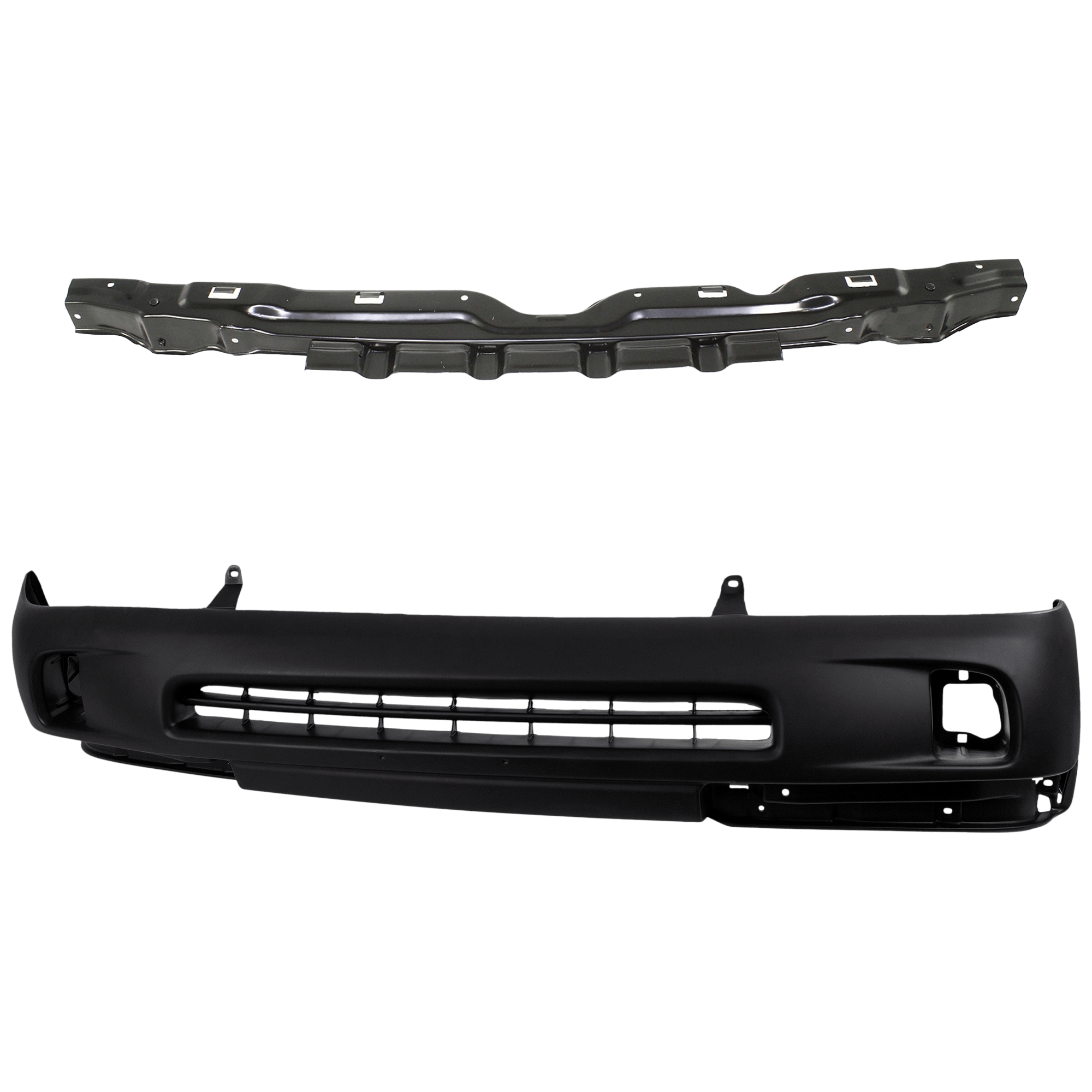 AM TACOMA 98-00 FRONT BUMPER COVER 2 pc kit w Bumper Reinforcement Primed 2WD Pre Runner Model 4WD All Cab Types SKU KIT 071324-132 Partslink TO1025104 OEM 5391104090 PFM 5250604020