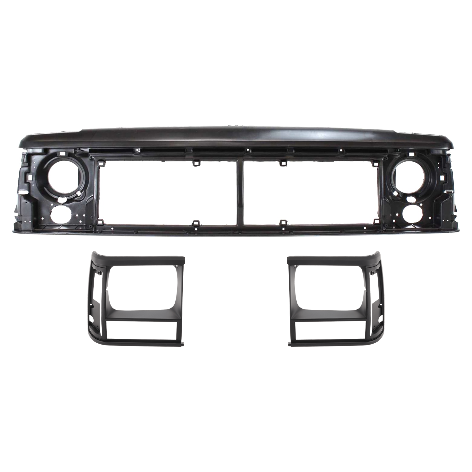AM CHEROKEE 91-96 HEADER PANEL 3 pc Kit w Headlight Door Adhesive Letter Type Thermoplastic SKU KIT 071324-137 Partslink CH1220107 CH2513124 CH2512124 OEM 55294926-5DV54TZZ 5DV51TZZ
