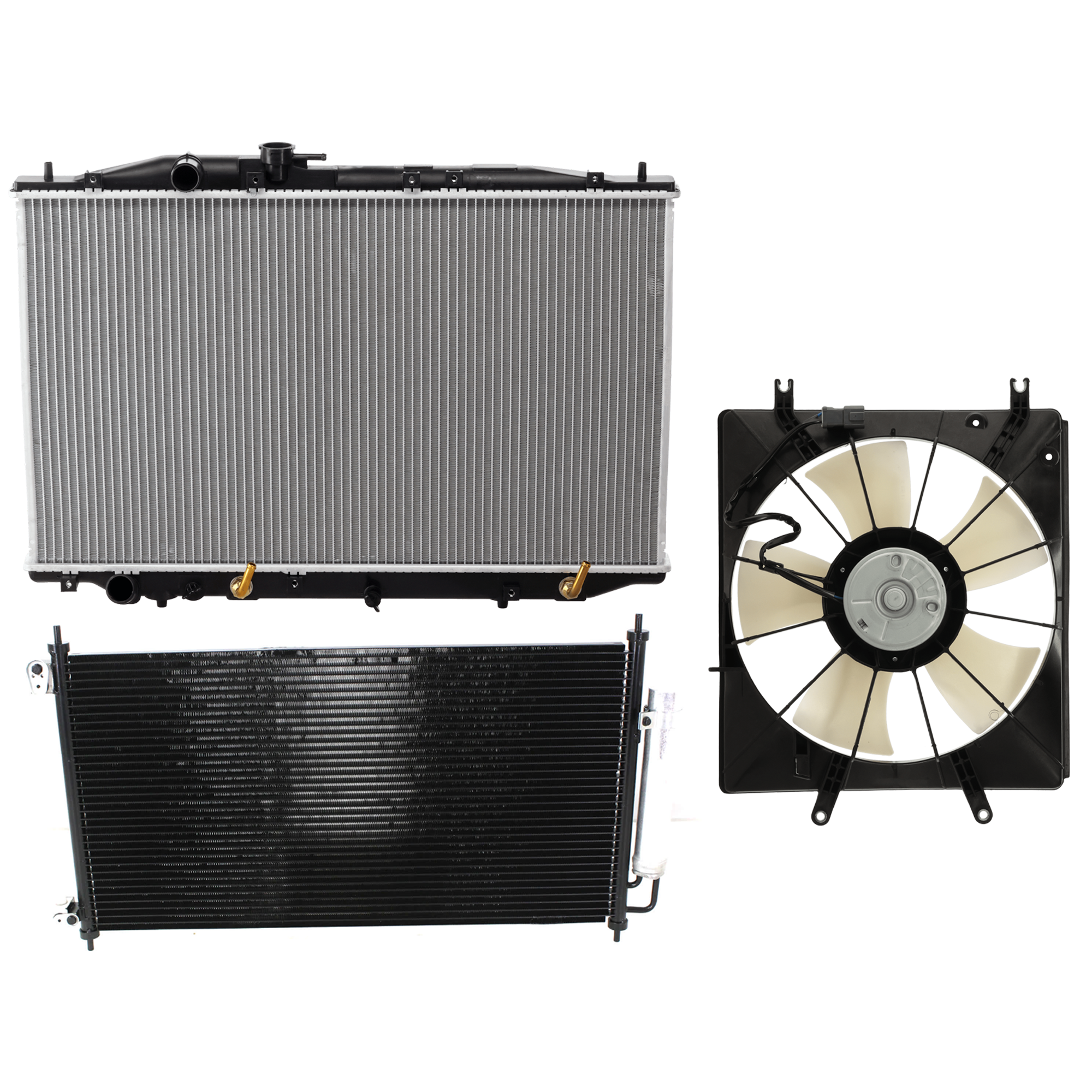 AM TL 07-08 A C CONDENSER RADIATOR COOLING FAN KIT 3 pc kit 3.2 and 3.5L Eng. 6 Cyl. SKU KIT 071324-23 Partslink AC3030120 AC3115109 AC3010144 OEM 80110SEPA01-19015RDAA01-19010R