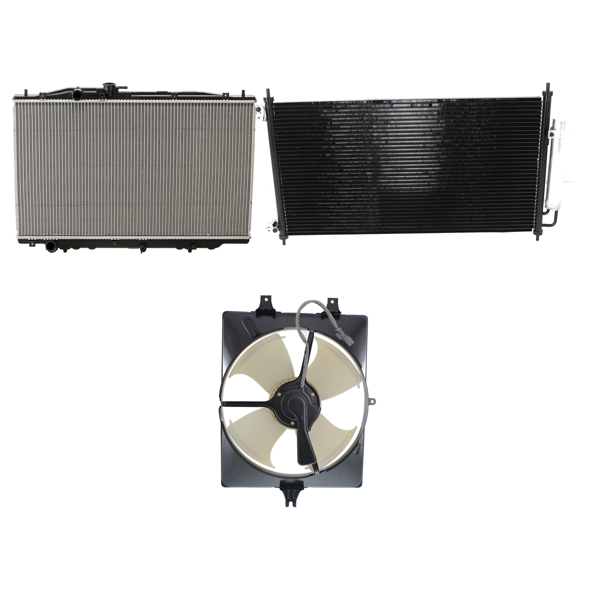 AM TL 04-06 A C CONDENSER RADIATOR COOLING FAN KIT 3 pc kit 3.2L Eng. 6 Cyl. SKU KIT 071324-24 Partslink AC3030120 AC3113107 AC3010138 OEM 80110SEPA01-38615RDAA00-19010R