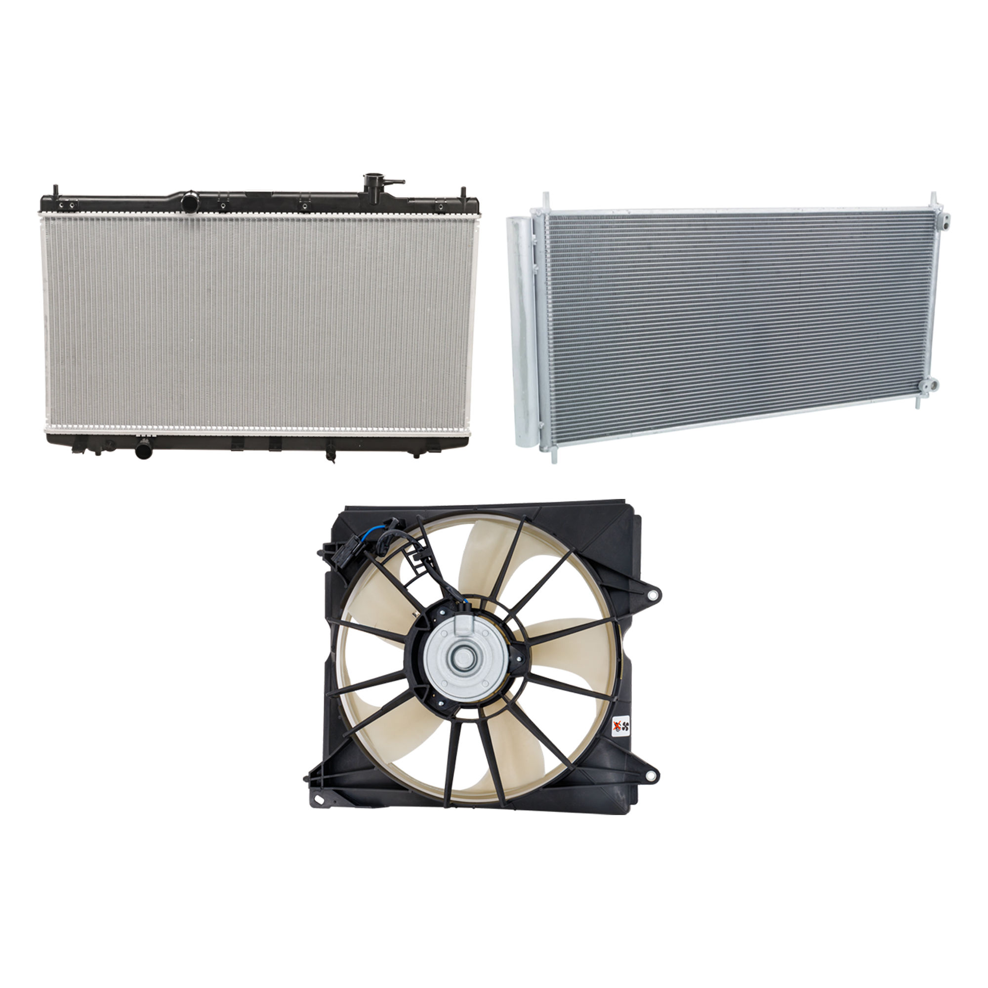AM TLX 15-20 A C CONDENSER RADIATOR COOLING FAN KIT 3 pc kit 3.5L Eng. 6 Cyl. SKU KIT 071324-53 Partslink AC3030130 AC3115127 HO3010234 OEM 80110TZ3A01-190155J2A01-190305