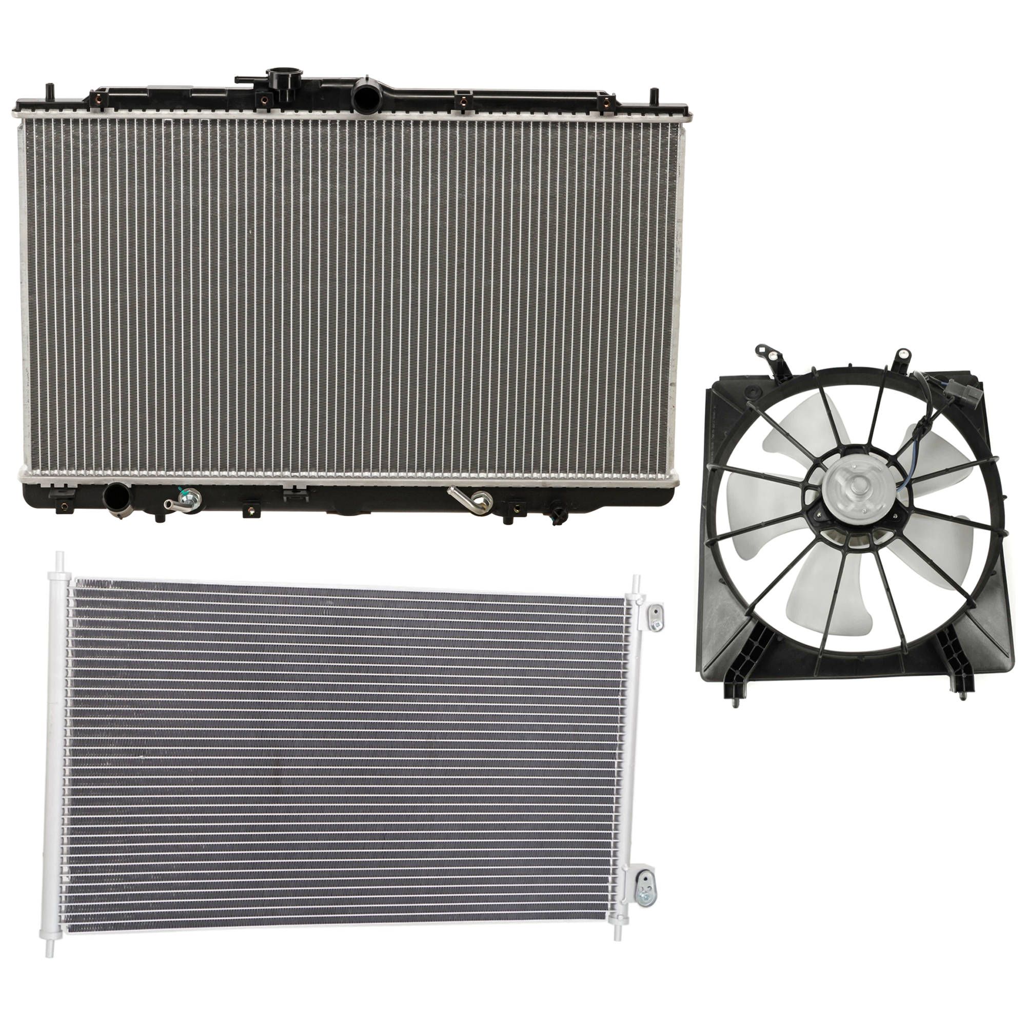 AM TL 99-01 ACCORD 98-02 A C CONDENSER RADIATOR COOLING FAN KIT 3 pc kit TL 3.2L Eng. ACCORD 3.0L Eng. 6 Cyl. SKU KIT 071324-65 Partslink HO3030102 HO3115111 HO3010105 OEM 80100S87A00-19020P8CA01 PFM 19