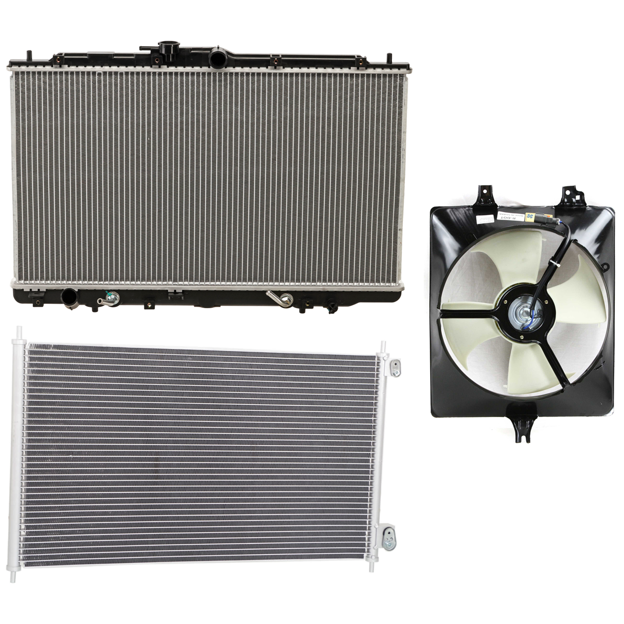 AM TL 99-01 ACCORD 98-02 A C CONDENSER RADIATOR COOLING FAN KIT 3 pc kit TL 3.2L Eng. ACCORD 3.0L Eng. 6 Cyl. SKU KIT 071324-66 Partslink HO3030102 HO3113109 HO3010105 OEM 80100S87A00-38615P8CA00 PFM 38
