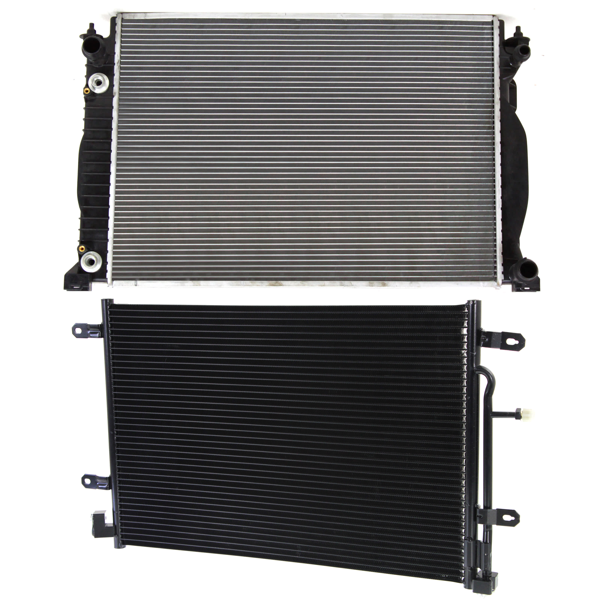 AM A4 A4 QUATTRO 05-08 A C CONDENSER RADIATOR KIT 2 pc kit 2.0L Eng. 4 Cyl. A4-05-06-1.8L Eng SKU KIT 071324-79 Partslink AU3030127 AU3010128 OEM 8E0260403T 8E0121251AQ