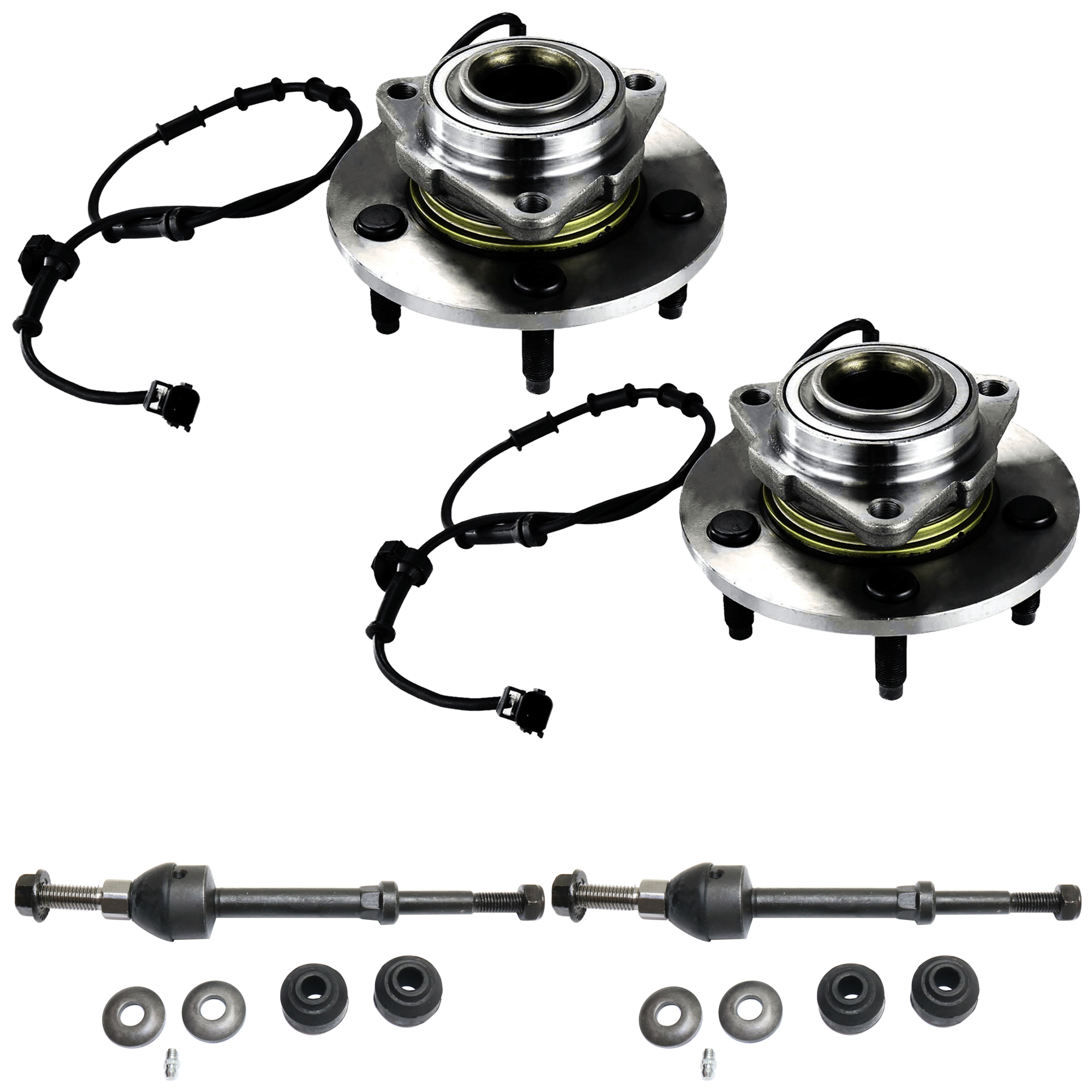 AM RAM 1500-02-05 FRONT SUSPENSION KIT 5 Studs 5 x 139.7 mm Bolt Pattern 4 Wheel ABS 4 pc Kit with Sway Bar Link and Wheel Hub SKU KIT 07162024-45 OEM 18312-2651527-5451318-45G0318