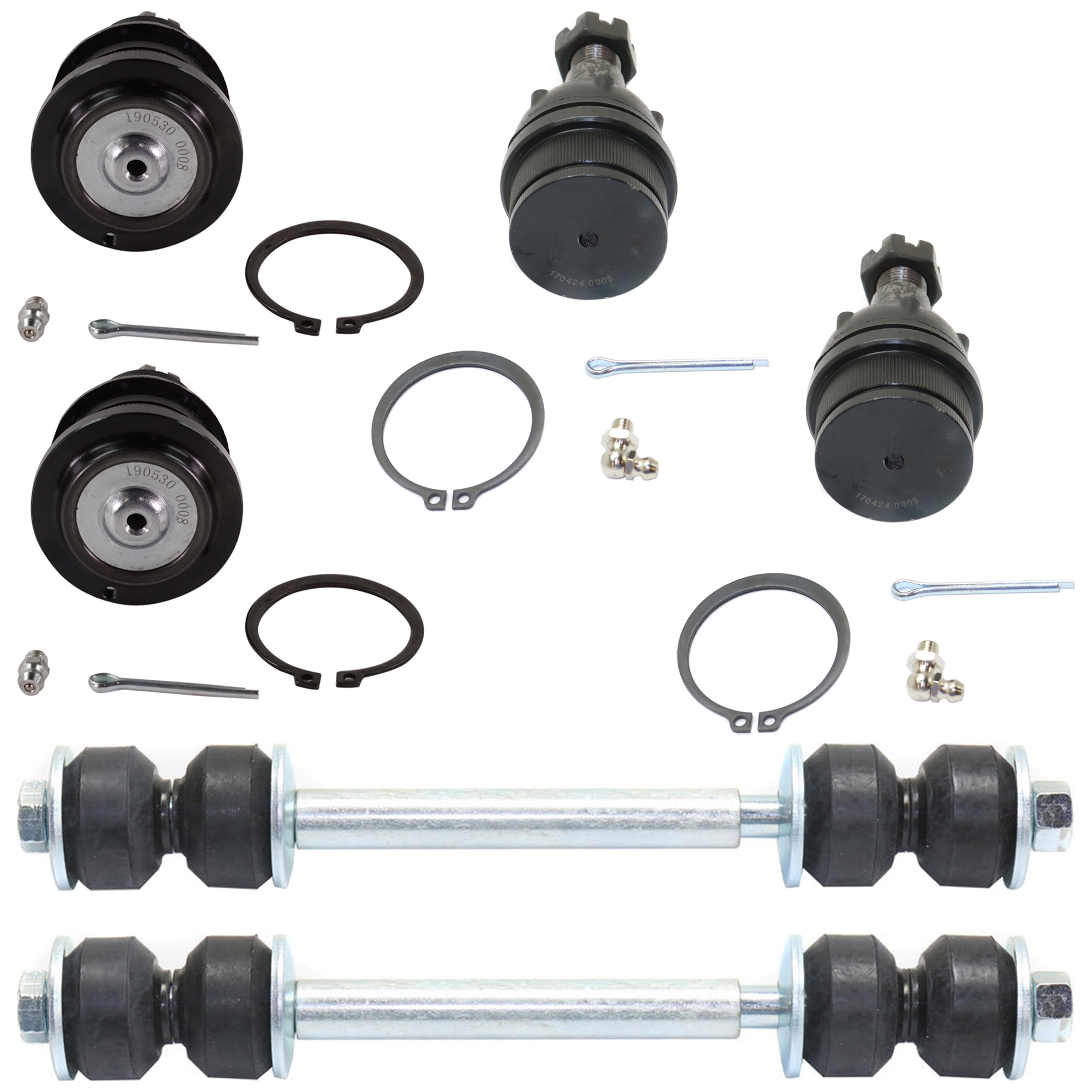 AM EXPRESS 1500 SAVANA 1500-03-14 FRONT SUSPENSION KIT 6 pc Kit with Ball Joint and Sway Bar Link SKU KIT 07162024-50 OEM 104265-2601525-5001103-1247