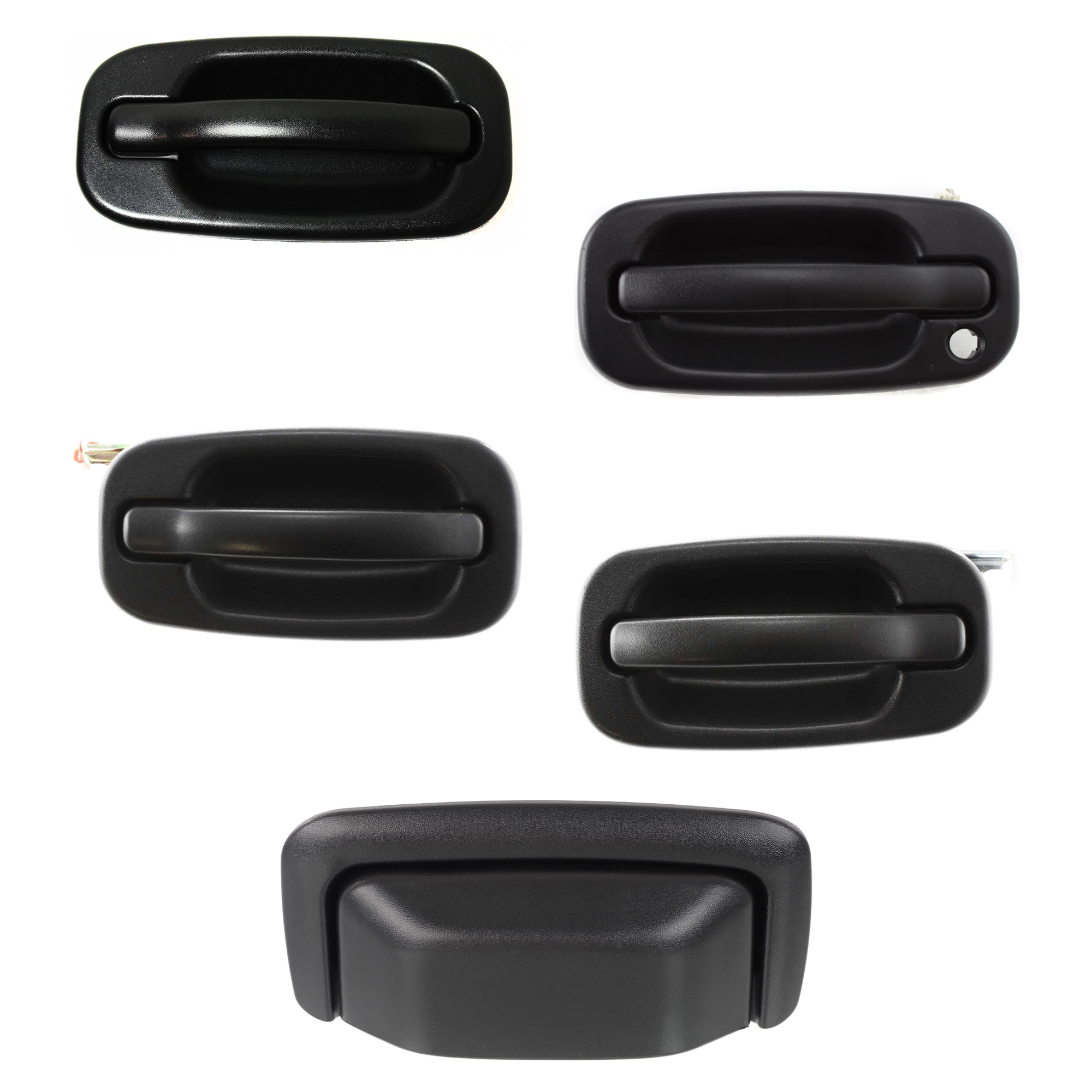 AM SUBURBAN 1500 SUBURBAN 2500-00-06 TAILGATE HANDLE Rear Textured Black Over head Type Door 5 pc Kit with Exterior Door Handle SKU KIT 07162024-70 Partslink GM1915123 GM1310129 GM1311143 GM1520105 GM1521105 OEM 15750911-19356468-15034985-151