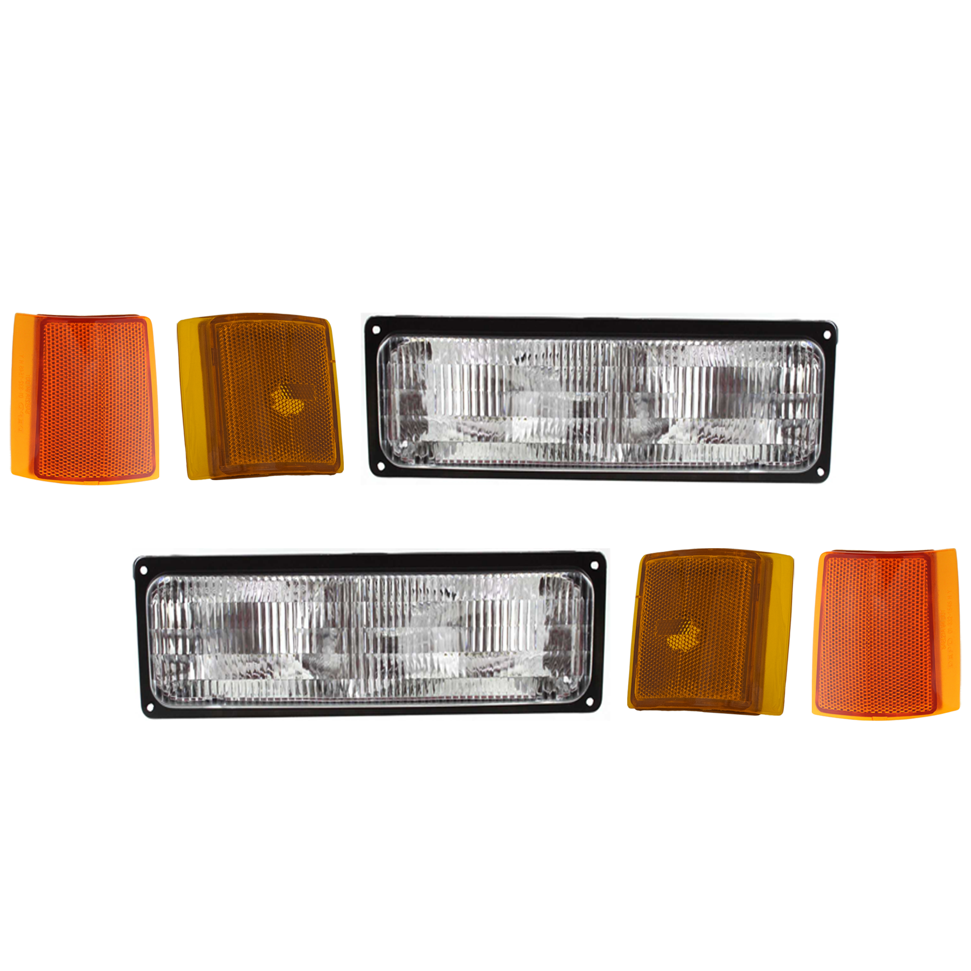 AM C K FULL SIZE P U 94-02 SIGNAL LAMP RH AND LH 6 pc kit Lens and Housing w Reflector and Side Marker w Composite Headlight SKU KIT 071624-12 Partslink GM2520128 GM2521128 GM2550148 GM2551148 GM2550145 GM2551145 OEM 5976837-5976838-5977463-597746
