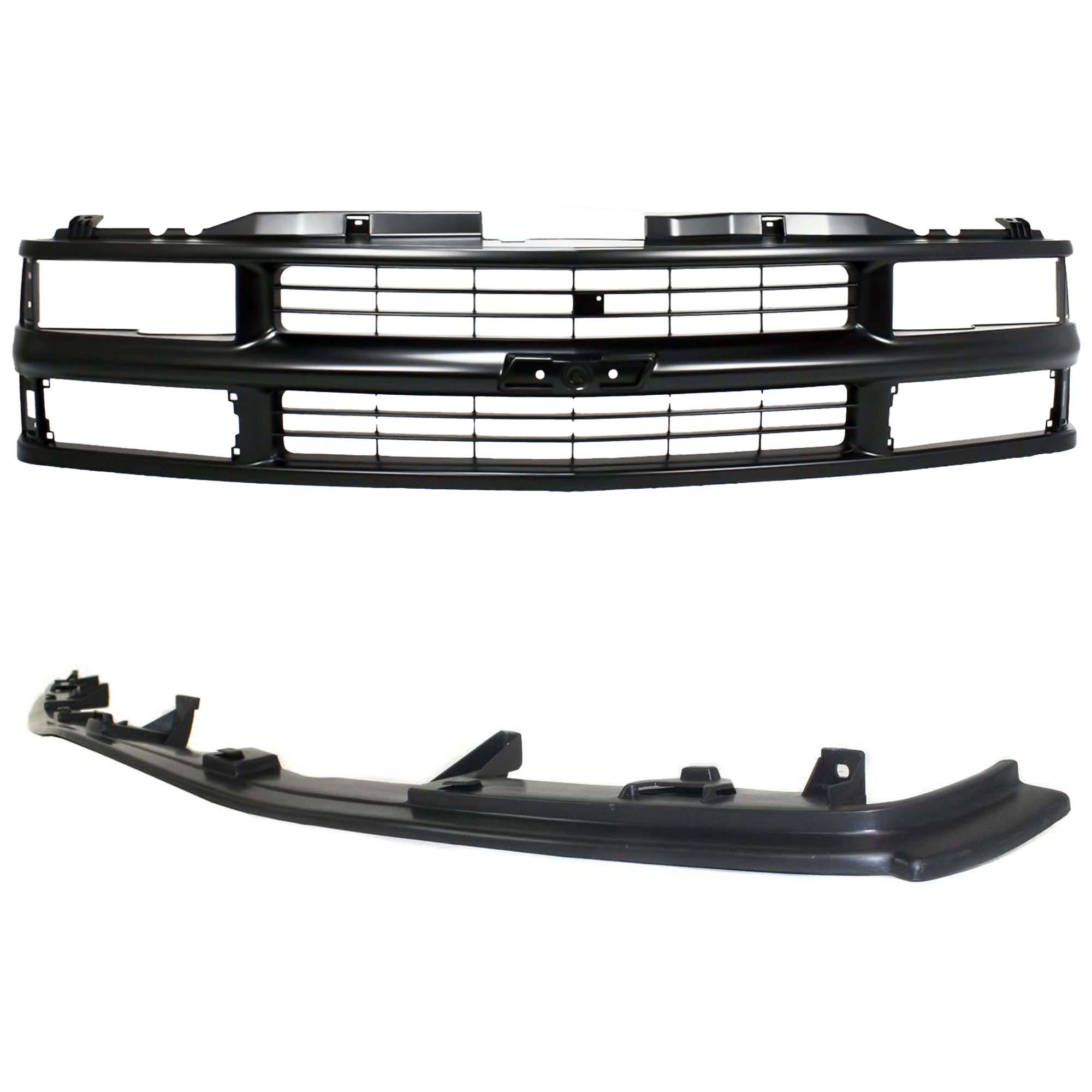 AM CHEVY C K SERIES 94-00 SUBURBAN 94-99 GRILLE 2 pc Kit Cross Bar Insert Painted Black Shell and Insert w Dual Beam Headlamp SKU KIT 071624-18 Partslink GM1087180 GM1200239 OEM 12376285-15981092