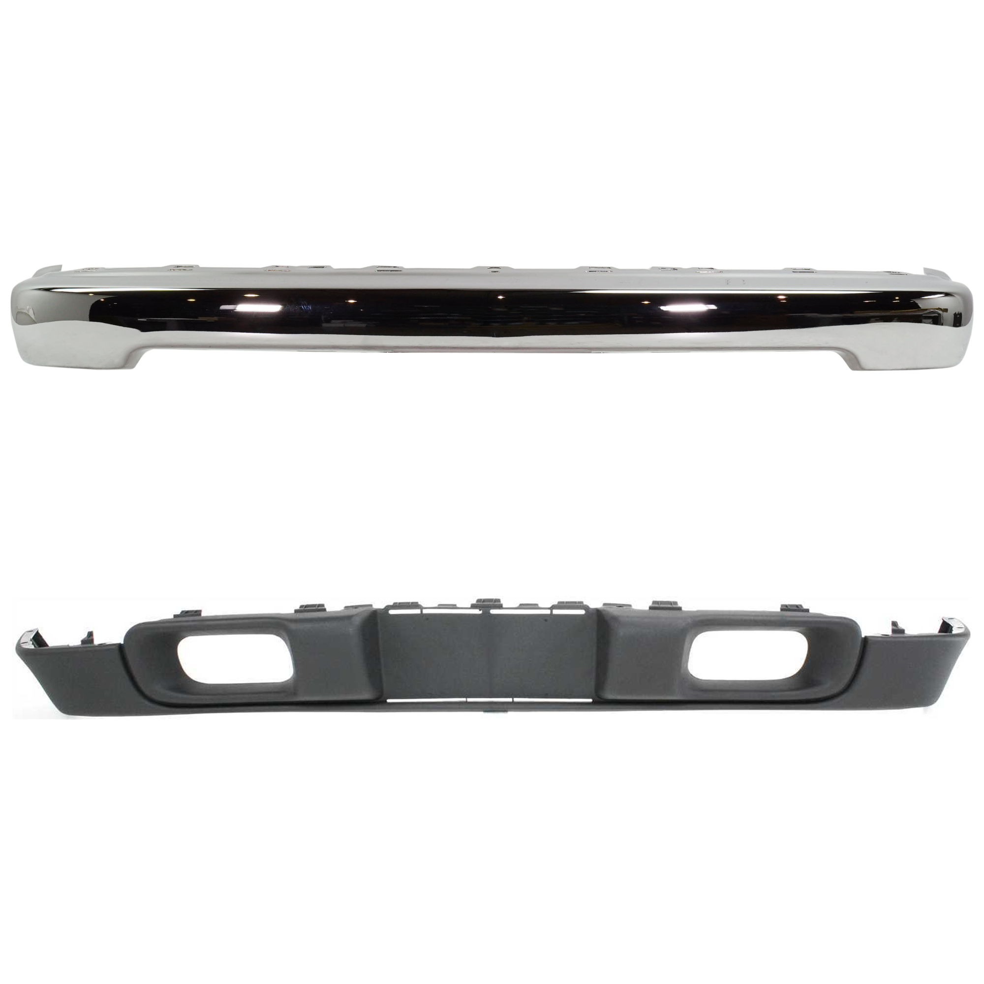 AM S10 PICKUP 98-04 FRONT BUMPER 2 pc kit w Valance Chrome Exc. LS Appearance Package SKU KIT 071624-20 Partslink GM1002369 GM1092164 OEM 15094047-88967926
