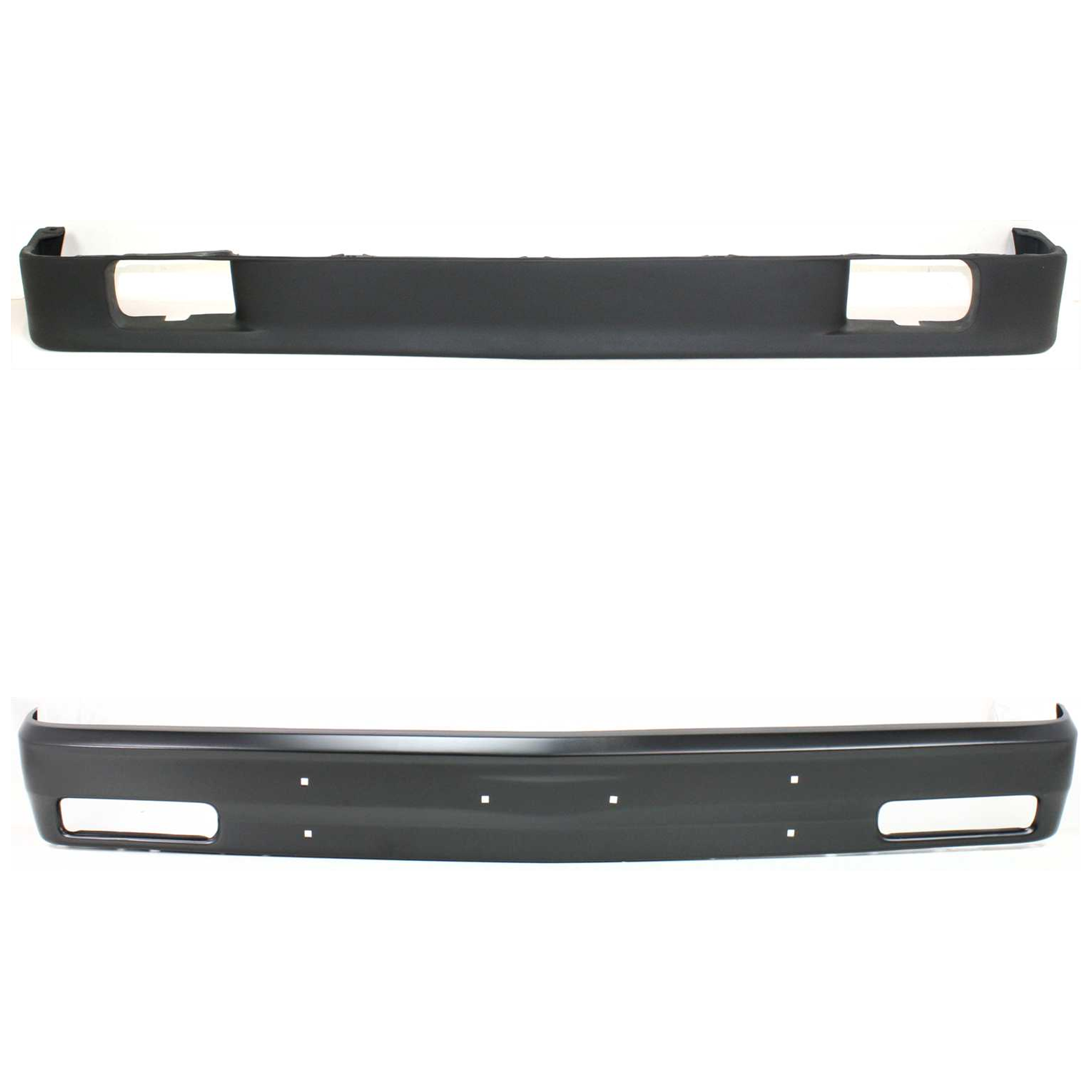 AM S10 BLAZER 83-94 S10 PICKUP 82-93 FRONT BUMPER 2 pc kit w Valance Black w o Molding Holes SKU KIT 071624-26 Partslink GM1002138 GM1092159 OEM 14030576-15659165
