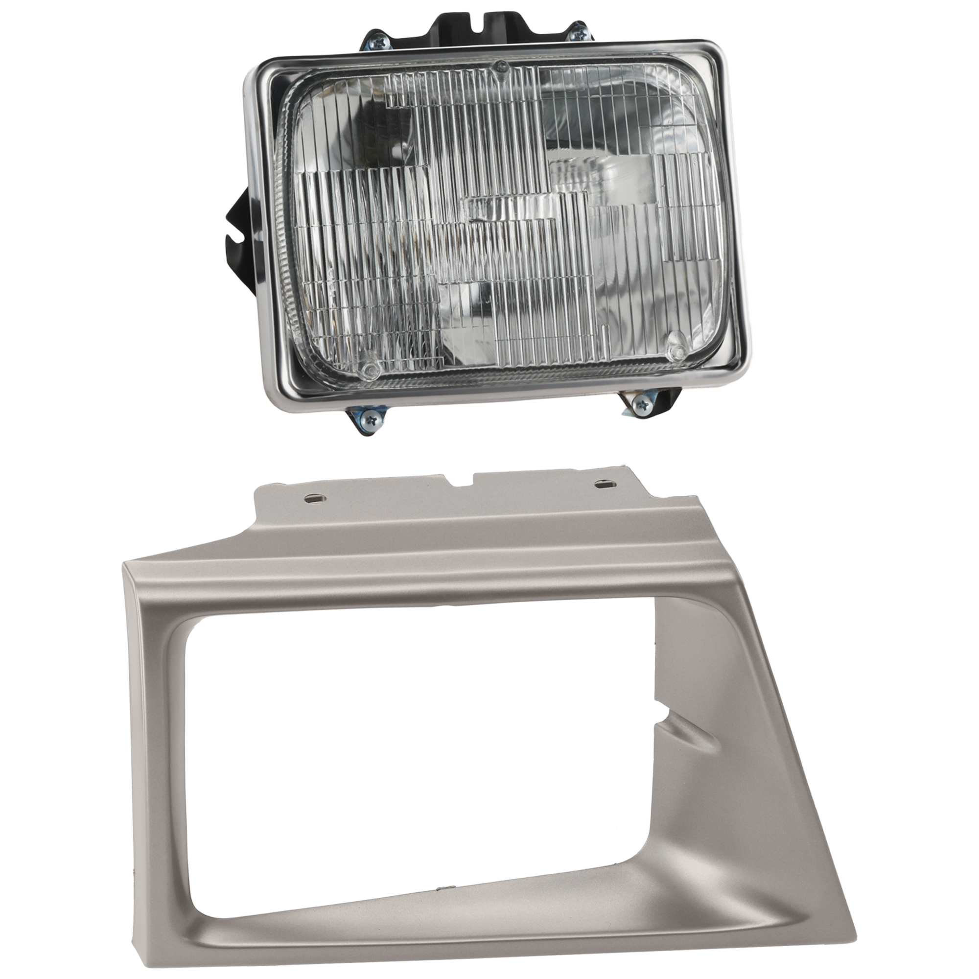 AM ECONOLINE VAN 92-07 HEAD LAMP RH 2 pc kit w Headlight Door Assembly Halogen Sealed Beam Type SKU KIT 071624-30 Partslink FO2501126 FO2513141 OEM F3UZ13007A 6C2Z13015A E99Z1311