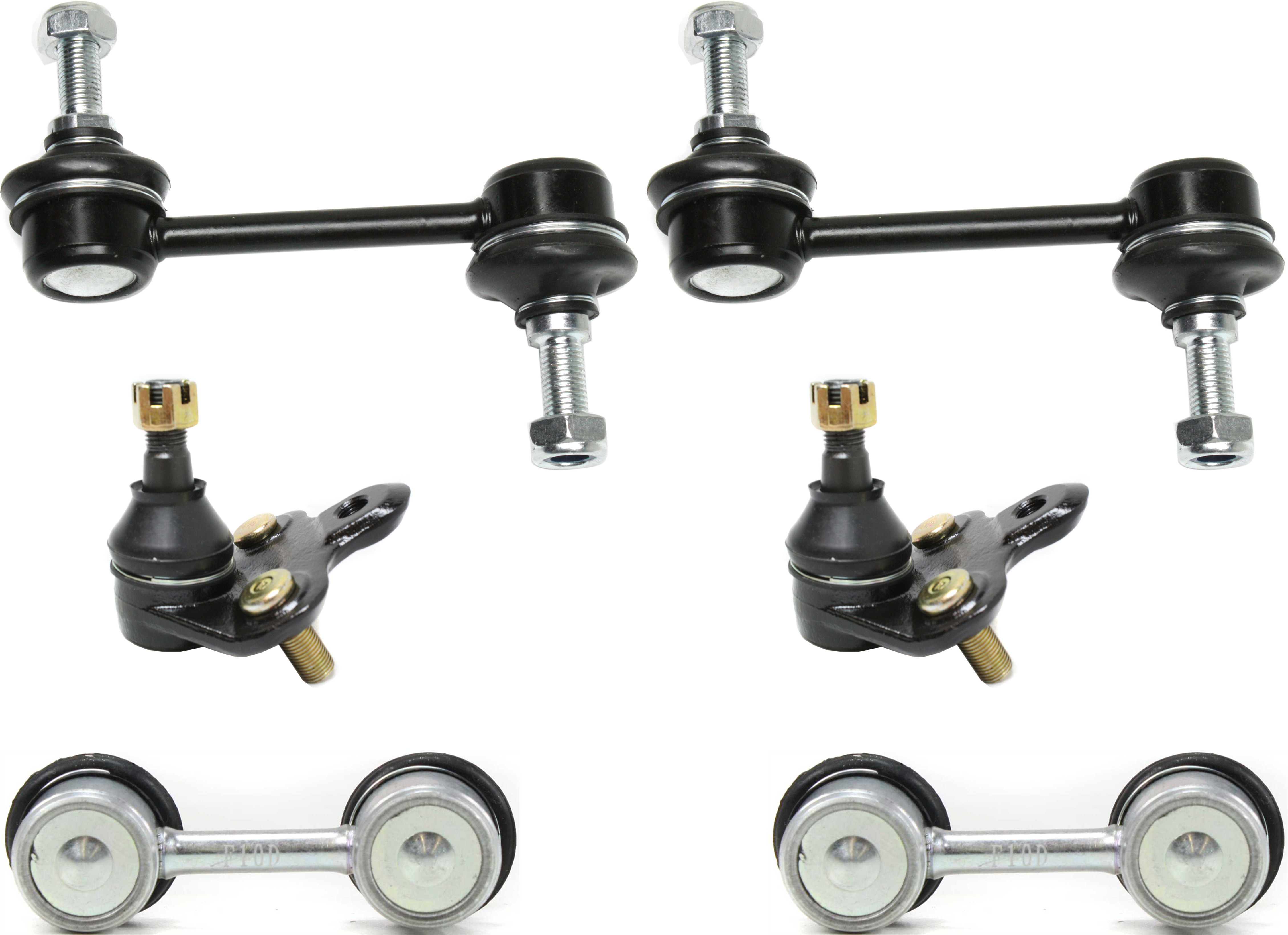 AM COROLLA 96-02 FRONT AND REAR SUSPENSION KIT RH and LH 6 pc Kit with Ball Joints and Sway Bar Links SKU KIT 071714-07 OEM 104289-1014808-1015320-1015