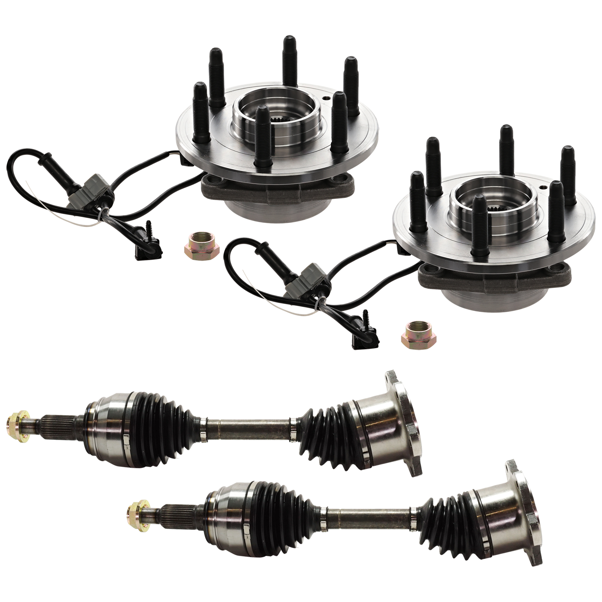 AM SILVERADO SIERRA 1500-99-07 FRONT CV AXLE ASSEMBLY RH AND LH 4 pc Kit with Wheel Hub SKU KIT 071721-13