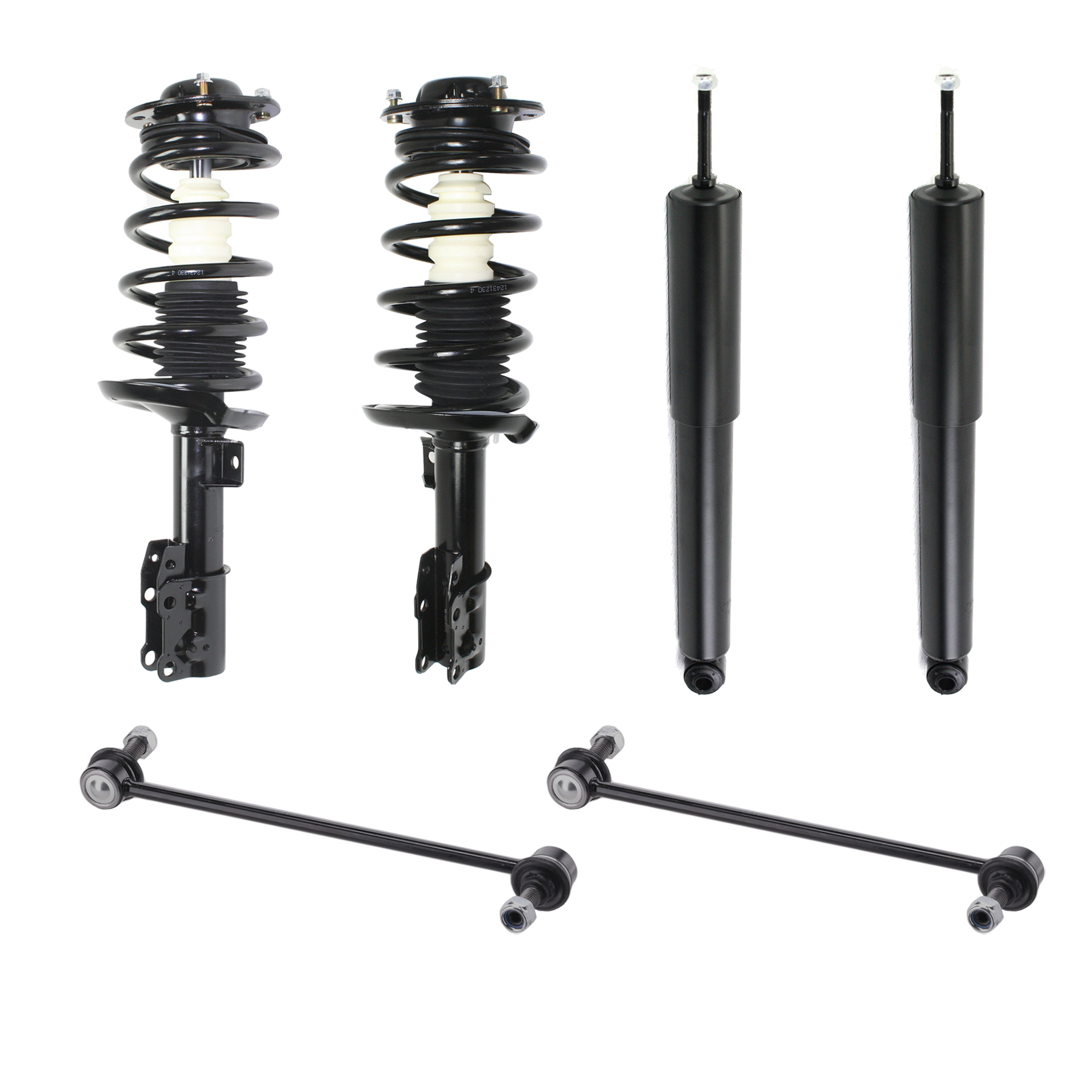 AM AURA 07-09 G6-05-09 MALIBU 04-09 FRONT AND REAR SUSPENSION KIT 6 pc Kit with Loaded Struts Shock Absorbers and Sway Bar Links SKU KIT 071721-87 OEM 19241359-15910695-10363555-103