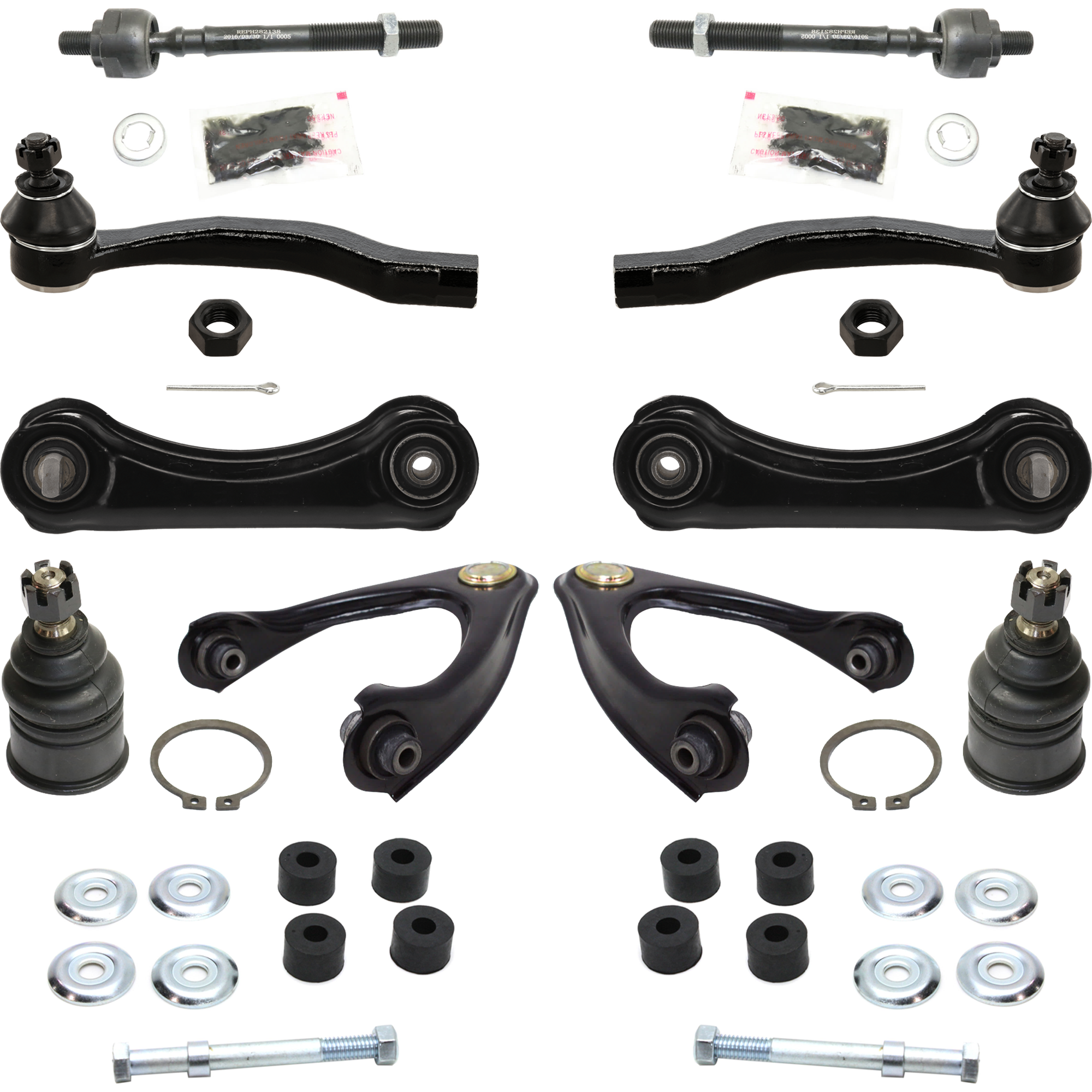 AM CIVIC 96-00 SUSPENSION KIT RH AND LH 12 pc Kit w Ball Joints Control Arms Sway Bar Links and Tie Rod Ends SKU KIT 071721-95 OEM 104216-254007-1014786-2601427