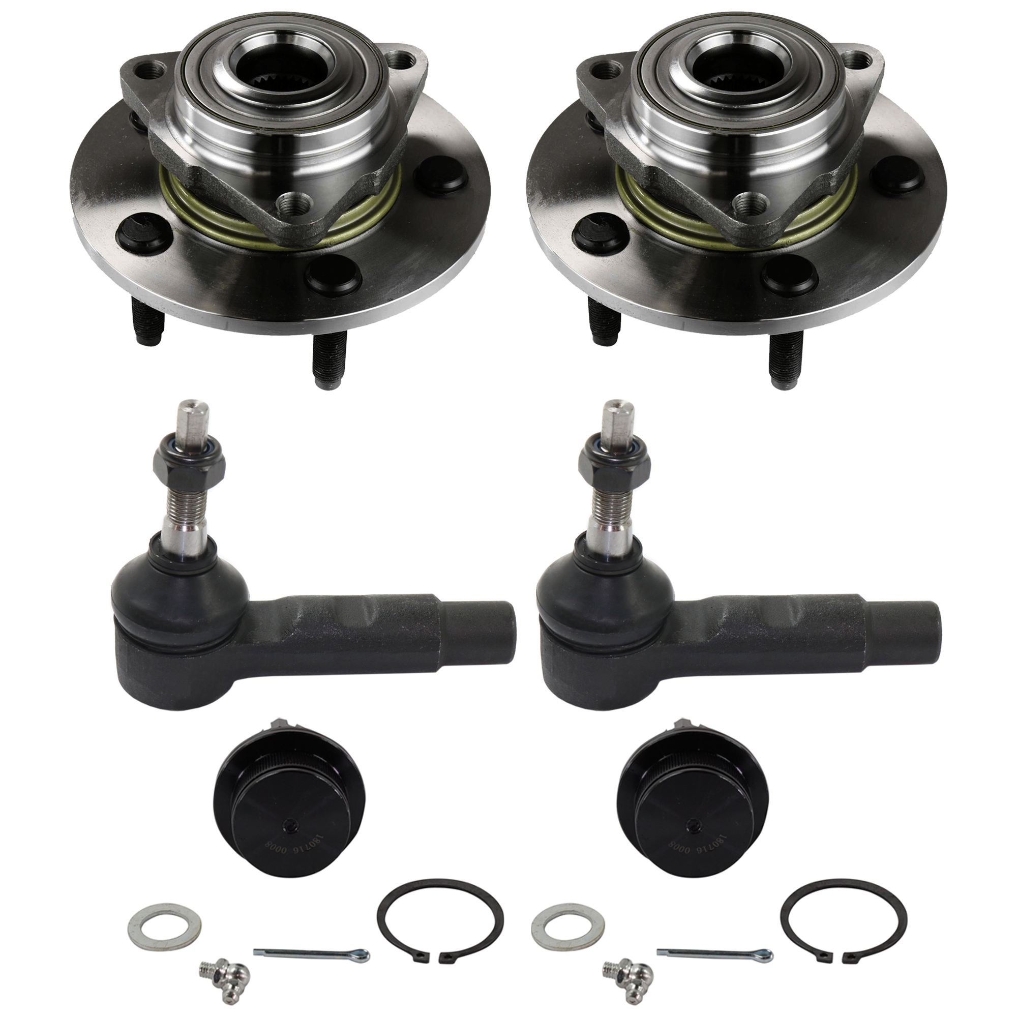 AM RAM 1500-02-08 FRONT SUSPENSION KIT RH AND LH 6 pc kit with Ball Joint Tie Rod End and Wheel Hub SKU KIT 071724-04 OEM 104333-2601556-5051294-45D2294