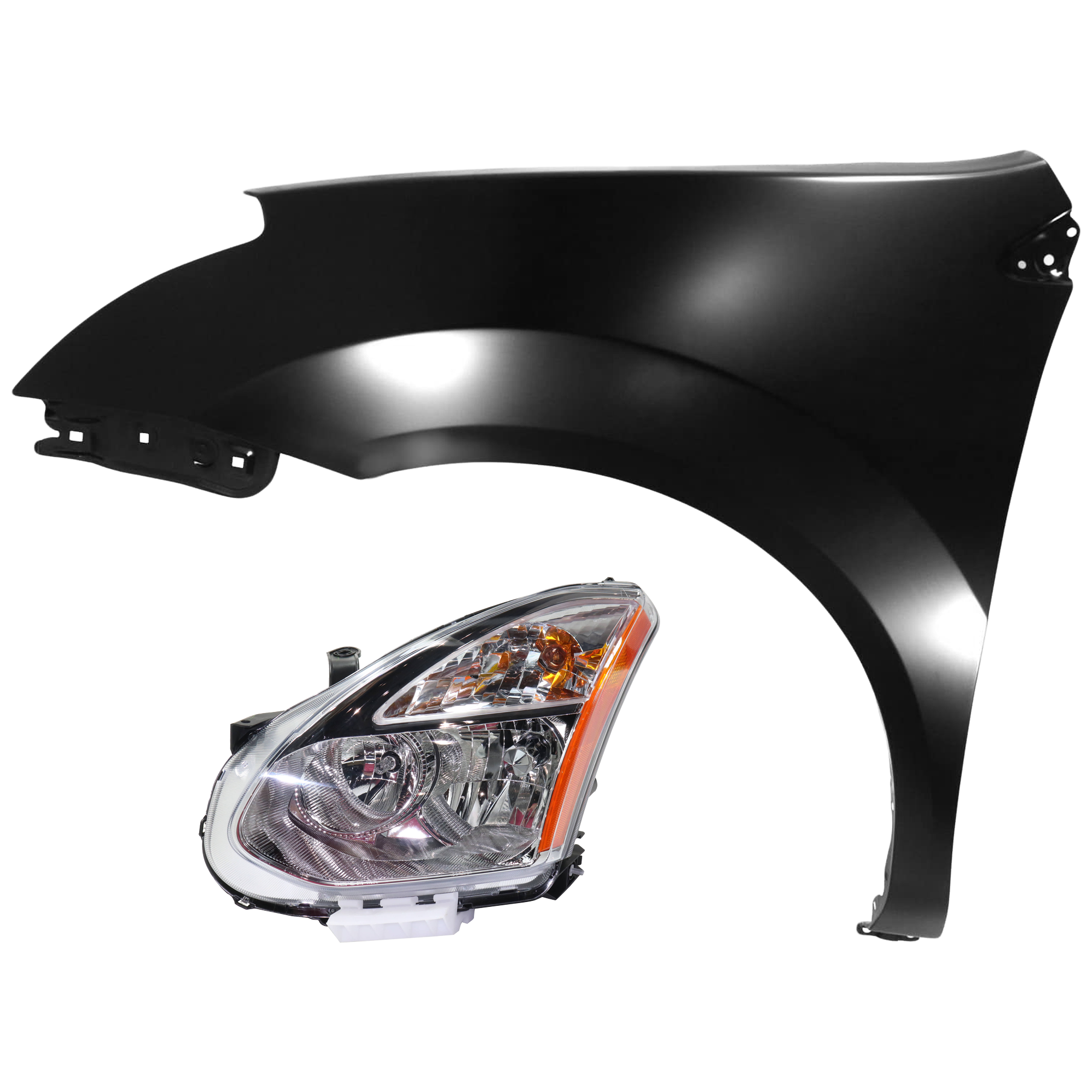 AM ROGUE 09-10 HEAD LAMP LH 2 pc Kit Assembly HID Xenon w HID Kit with Fender SKU KIT 071726-03 Partslink NI2502203 NI1240188 OEM 26060JM72A FCA01JM0MA
