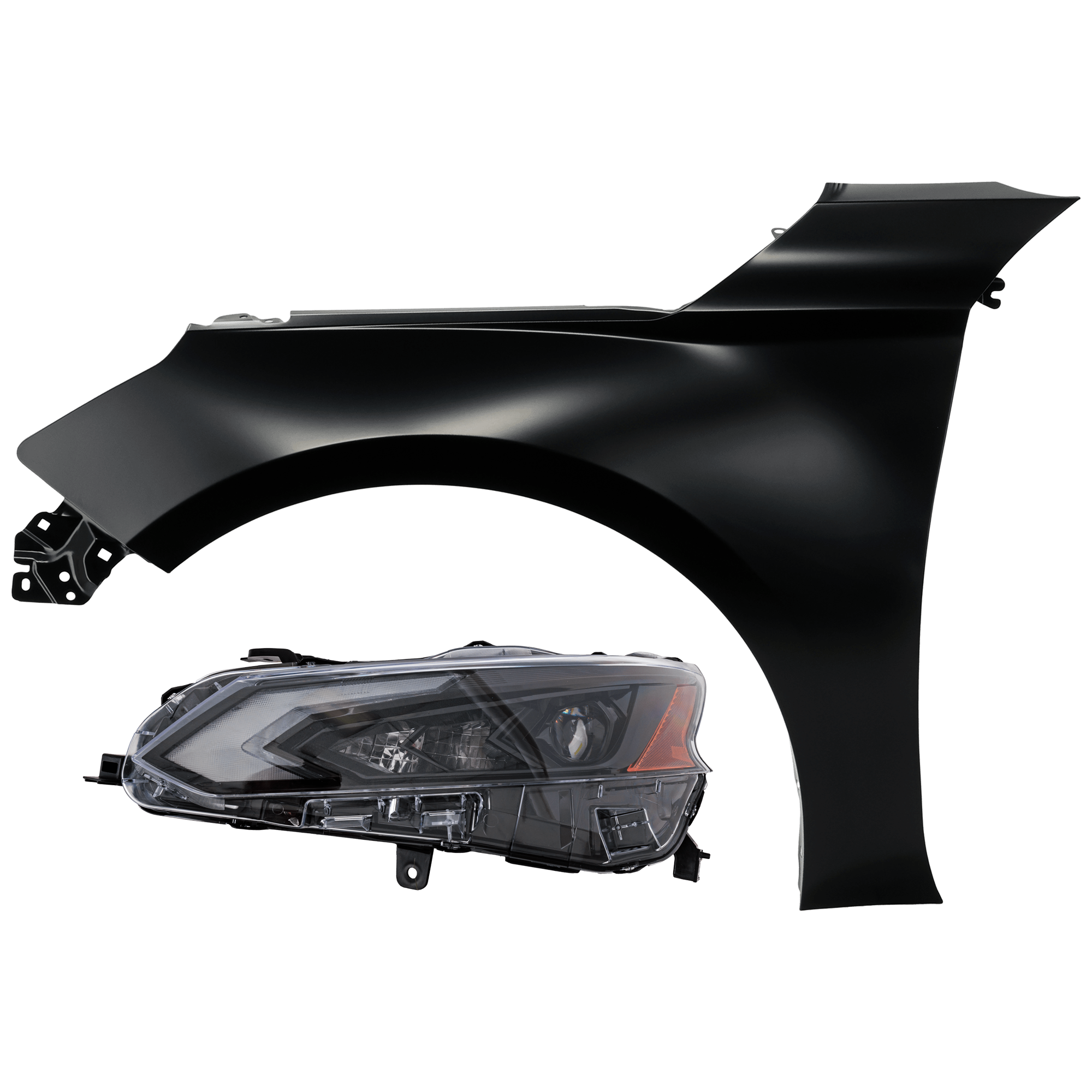 AM ALTIMA 23-25 HEAD LAMP LH 2 pc Kit Assembly LED with Fender SKU KIT 071726-101 Partslink NI2502295 NI1240234 OEM 260609HF0C 631016CA0A