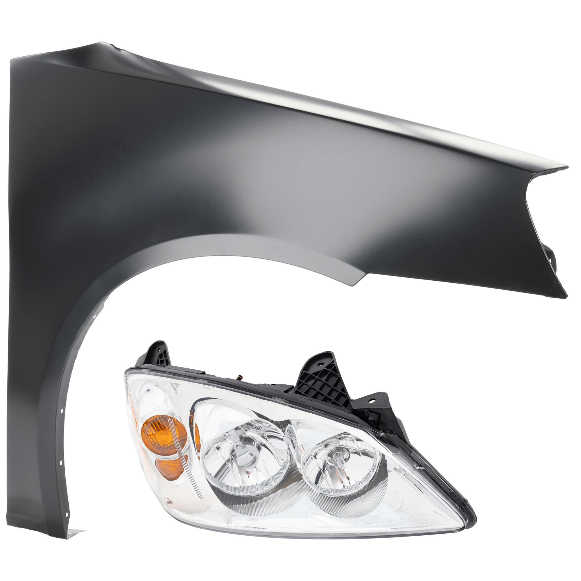 AM G6-05-10 HEAD LAMP RH 2 pc Kit Assembly Halogen w o CTF Package with Fender SKU KIT 071726-104 Partslink GM2503255 GM1241321 OEM 20821144-15882266