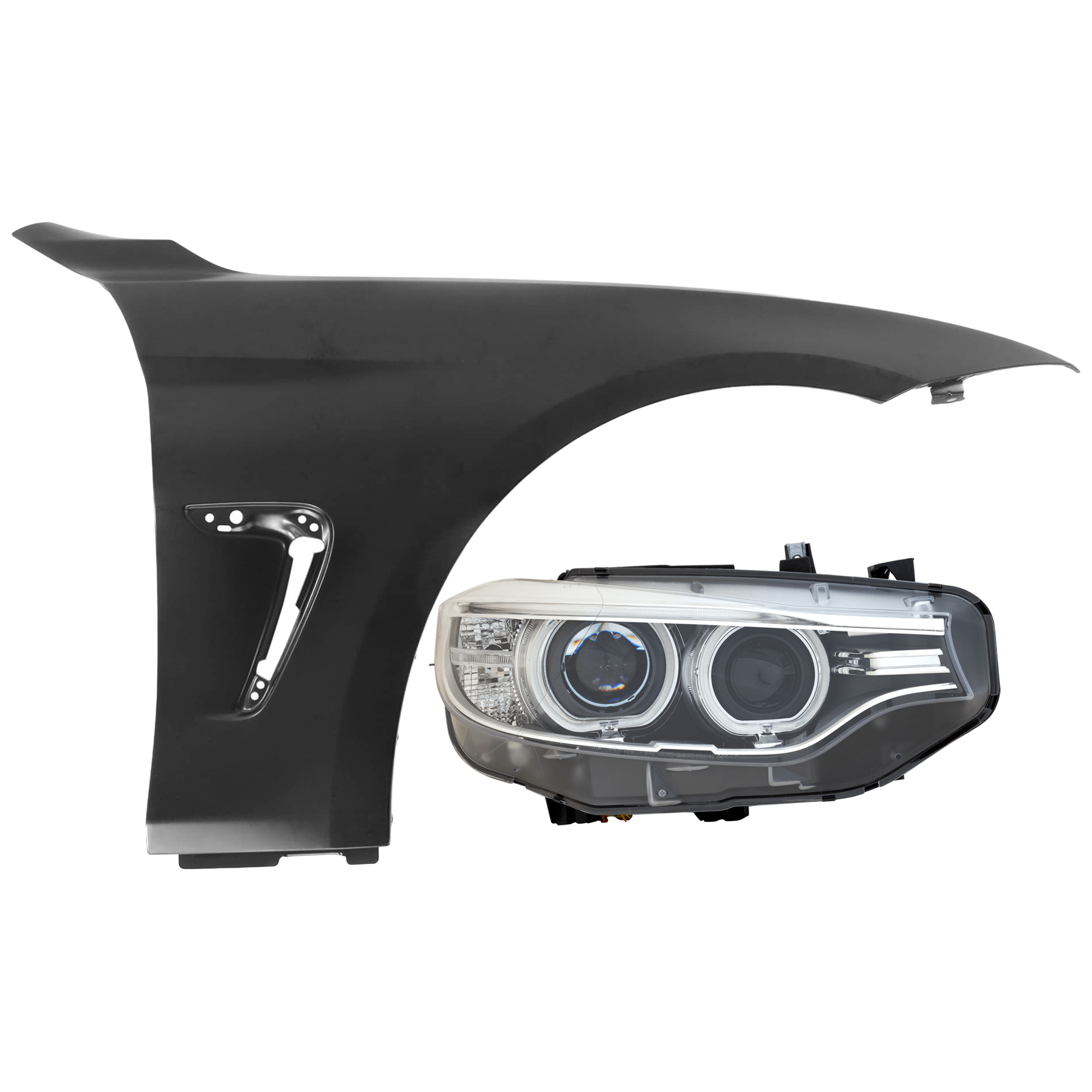 AM 4 SERIES 14-17 HEAD LAMP RH 2 pc Kit Lens and Housing HID Xenon w o HID Kit w Adaptive Headlight with Fender SKU KIT 071726-119 Partslink BM2519156 BM1241164 OEM 63117377854-41357438442