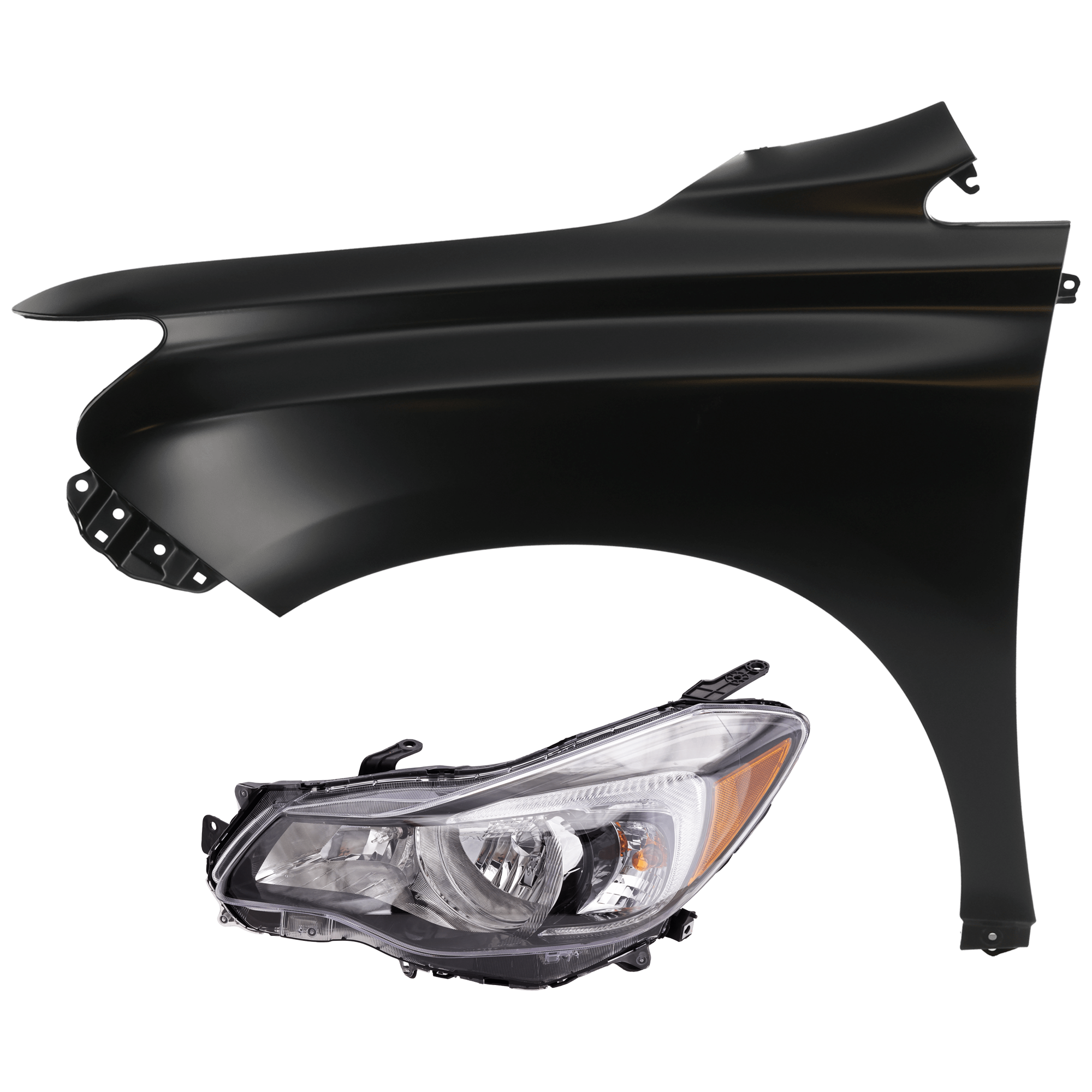 AM IMPREZA 15-16 HEAD LAMP LH 2 pc Kit Assembly Halogen with Fender CAPA SKU KIT 071726-120 Partslink SU2502155C SU1240136C OEM 84001FJ330-57120FJ0109P 57120F