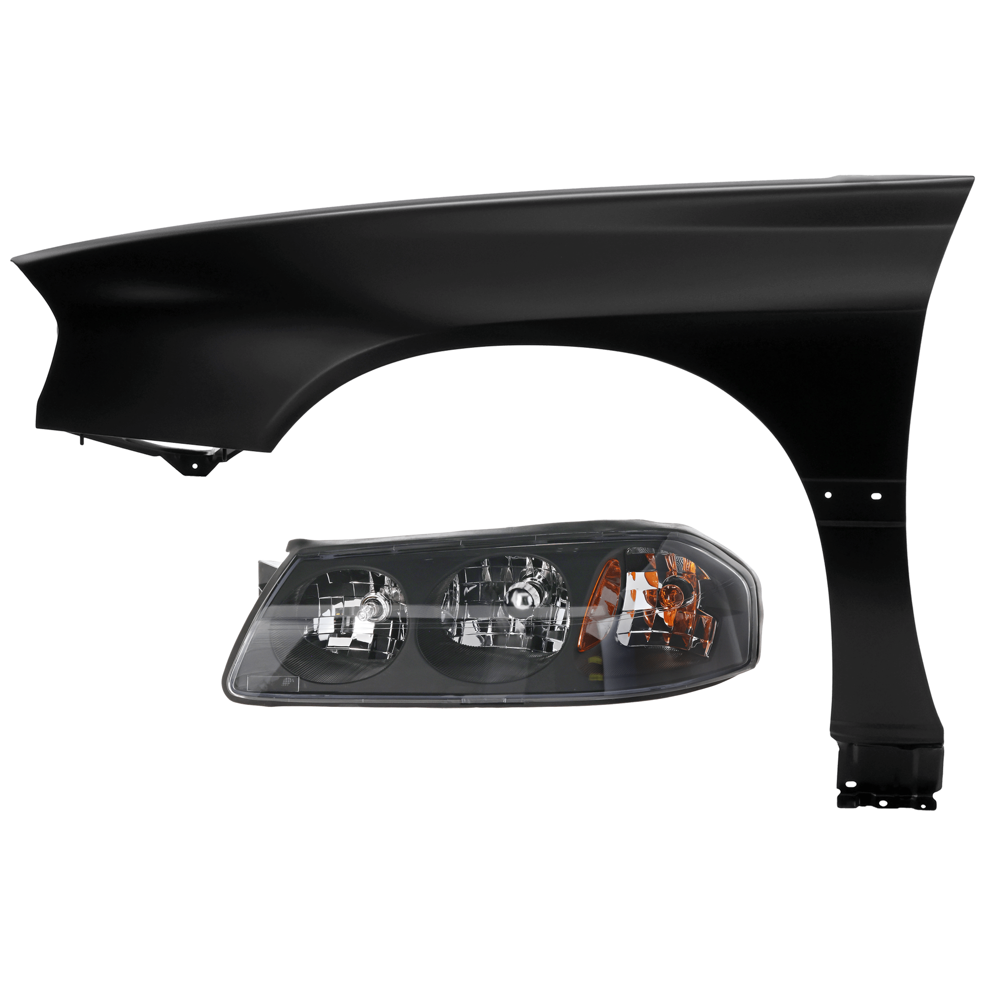 AM IMPALA 00-04 HEAD LAMP LH 2 pc Kit Assembly Halogen with Fender SKU KIT 071726-127 Partslink GM2502201 GM1240273 OEM 10349961-89025179