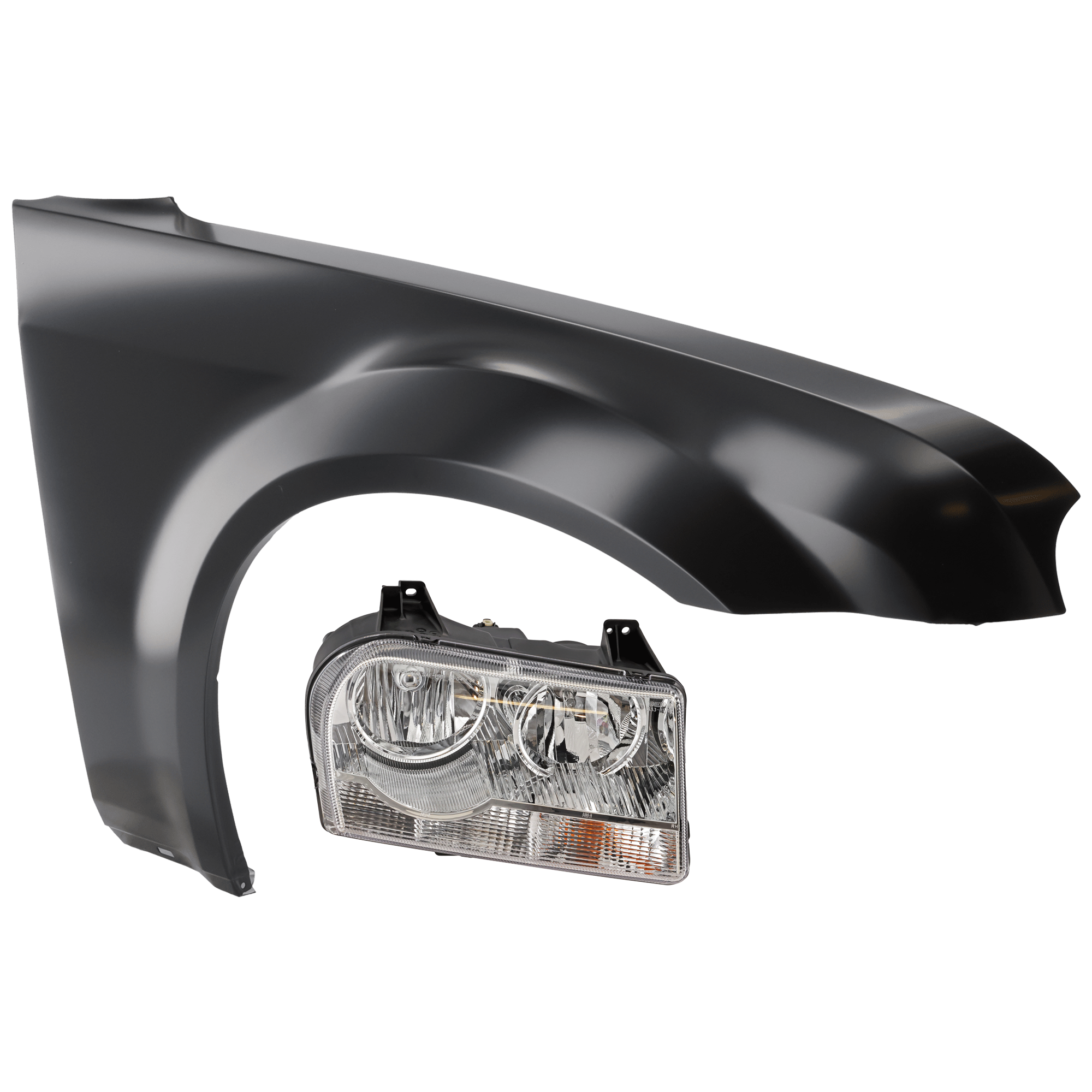 AM CHRYSLER 300-09-10 HEAD LAMP RH 2 pc Kit Assembly Halogen with Fender CAPA SKU KIT 071726-133 Partslink CH1241245C OEM 57010756AA PFM 5183422AB