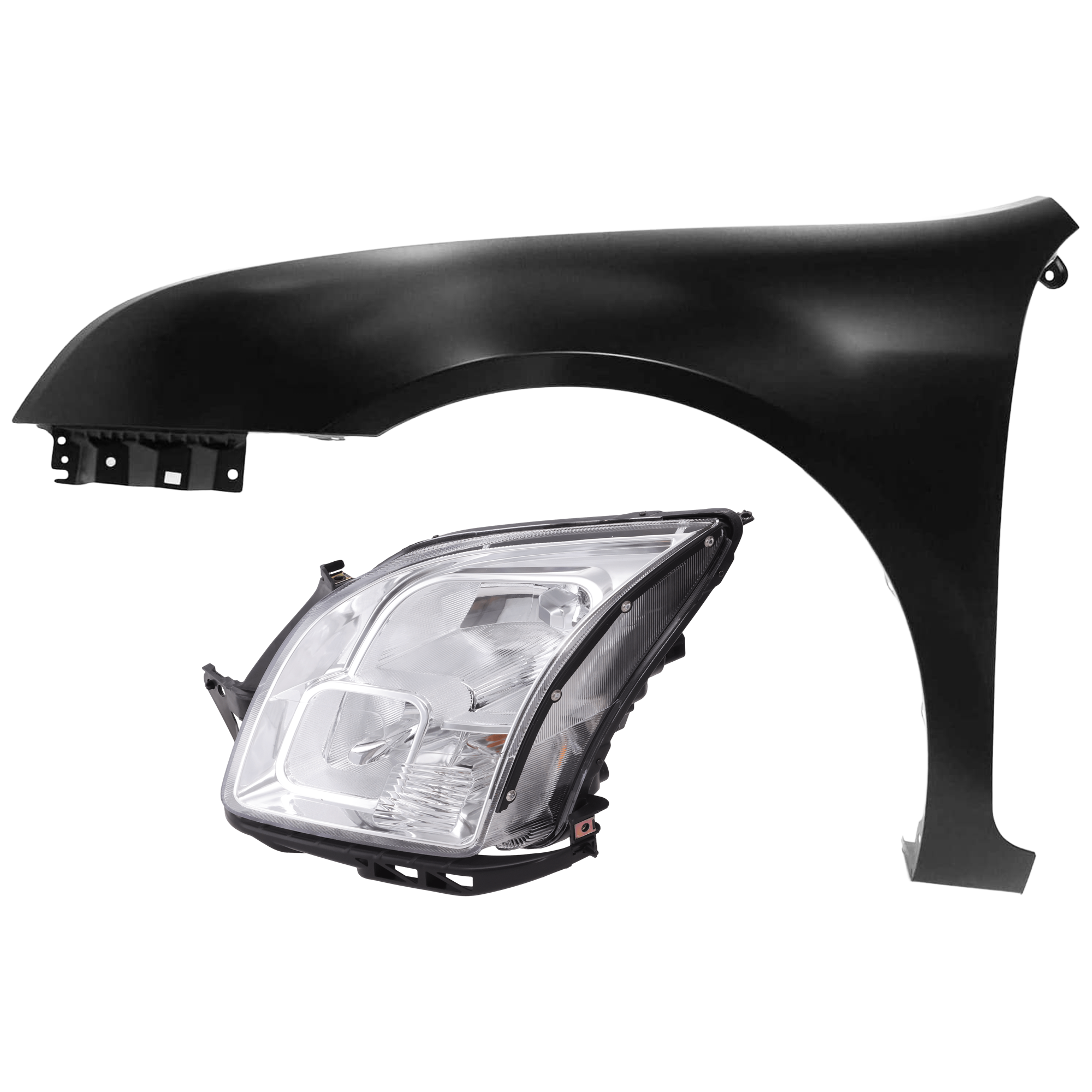 AM FUSION 06-09 HEAD LAMP LH 2 pc Kit Assembly Halogen with Fender SKU KIT 071726-137 Partslink FO2502219 FO1240251 OEM 6E5Z13008BD 6E5Z16006AA