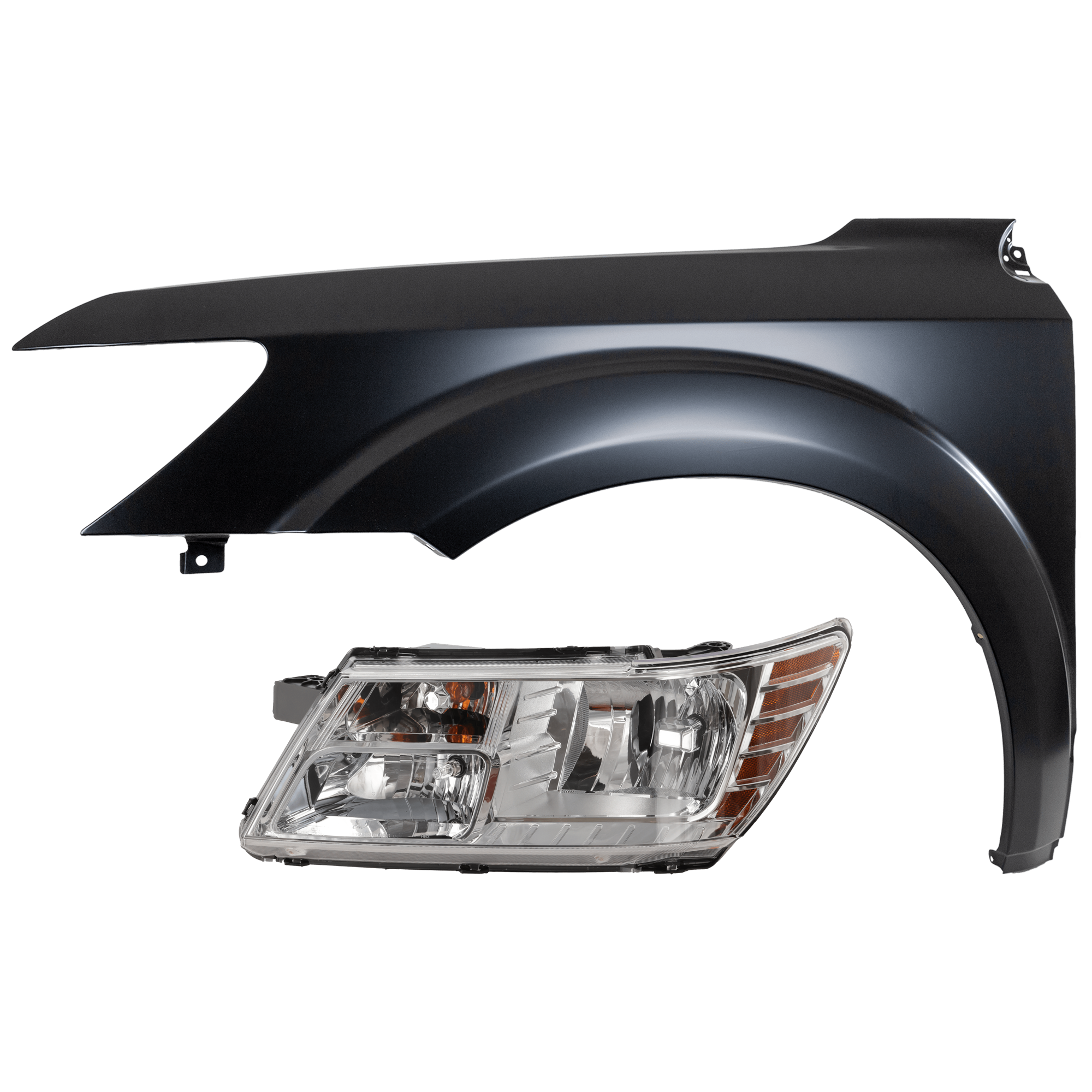 AM JOURNEY 09-20 HEAD LAMP LH 2 pc Kit Assembly Halogen with Fender SKU KIT 071726-13 Partslink CH1240270 OEM 5116289AD PFM 5116289AB PFM 50