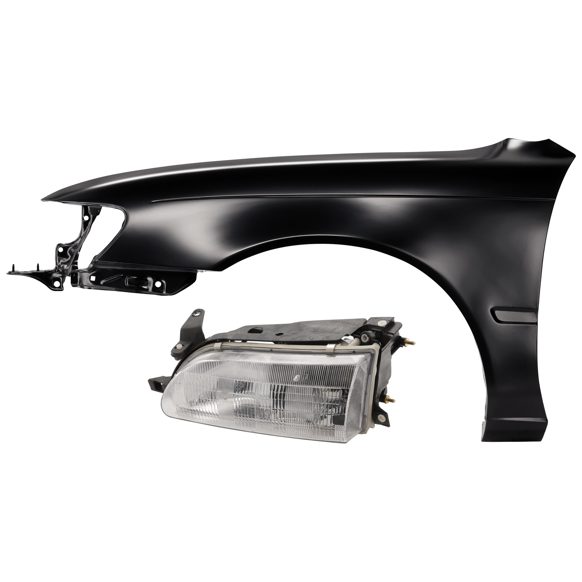 AM COROLLA 93-97 HEAD LAMP LH 2 pc Kit Assembly Halogen Sedan Wagon USA Built Vehicles with Fender SKU KIT 071726-148 Partslink TO2502107 TO1240102 OEM 811501A491-5380202050