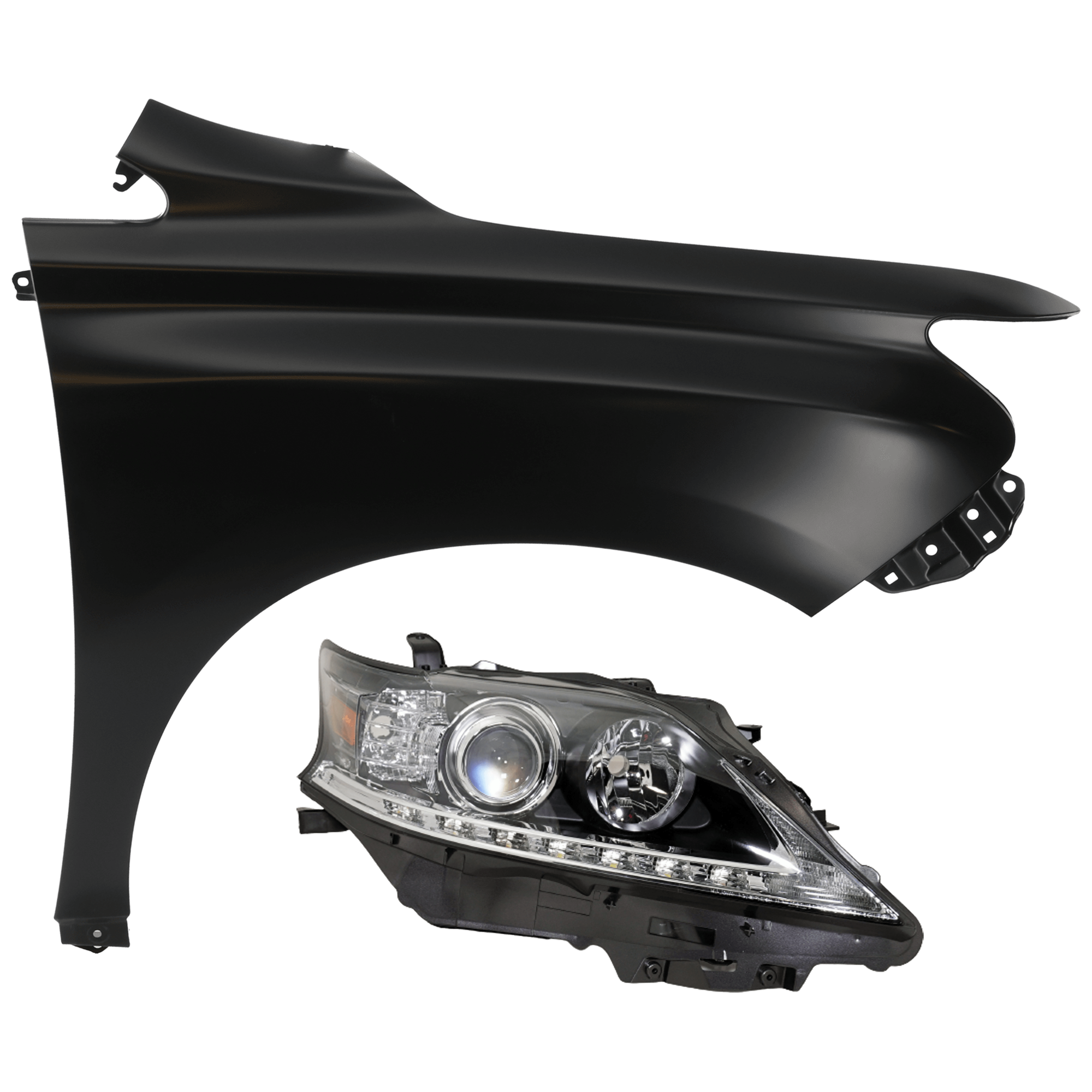 AM RX350-13-15 RX450H 15-15 HEAD LAMP RH 2 pc Kit Lens and Housing HID Xenon Canada Built Vehicle with Fender CAPA SKU KIT 071726-149 Partslink LX2519144C LX1241115C OEM 811300E160-538110E070