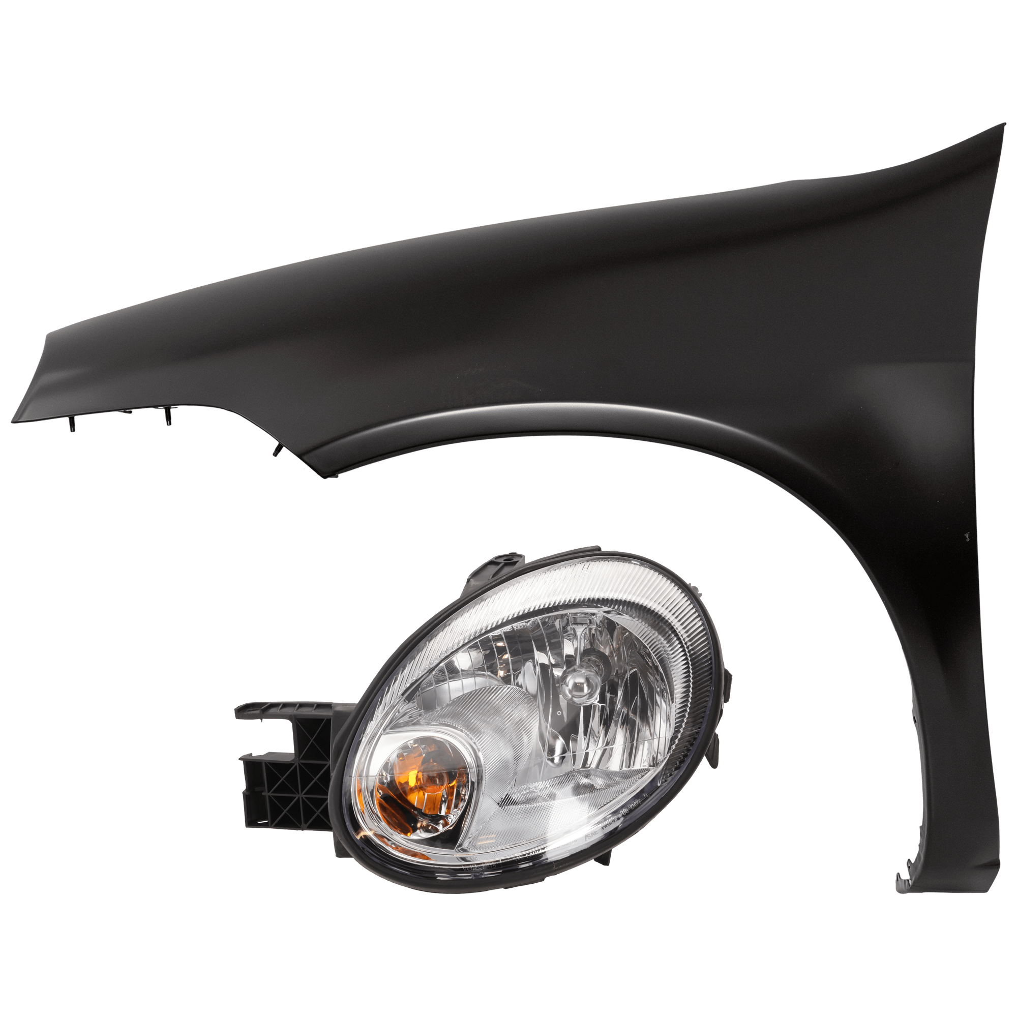 AM NEON 03-05 HEAD LAMP LH 2 pc Kit Assembly Halogen with Fender SKU KIT 071726-14 Partslink CH2502151 CH1240210 OEM 5303551AI 5303551AM 5012671AD