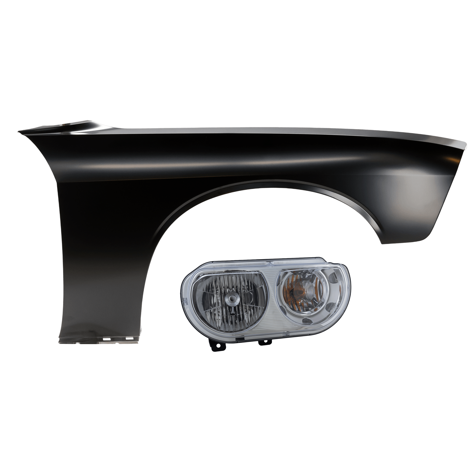 AM CHALLENGER 08-14 HEAD LAMP RH 2 pc Kit Assembly Halogen with Fender SKU KIT 071726-151 Partslink CH2519137 CH1241285 OEM 5028776AA 68275470AA