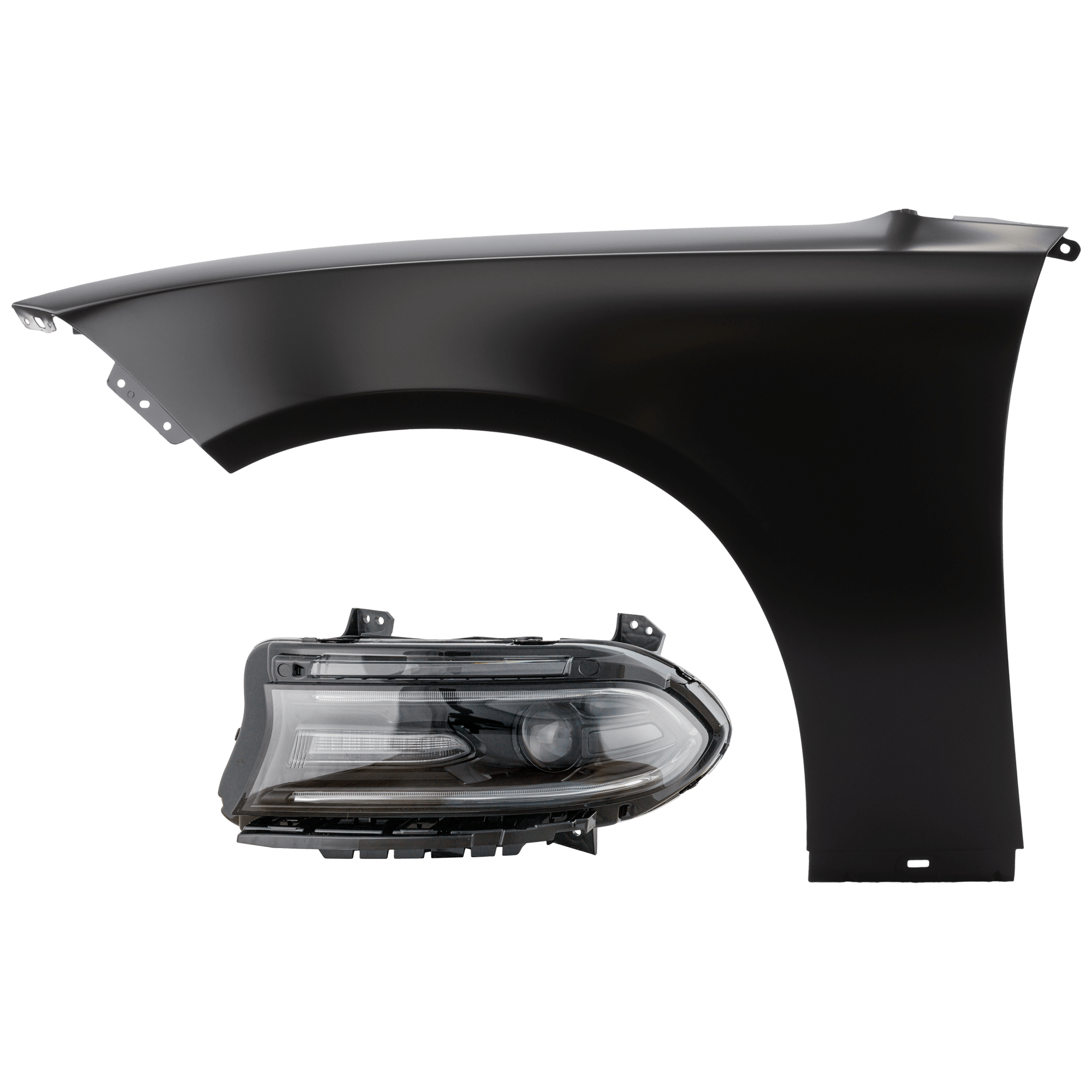 AM CHARGER 15-18 HEAD LAMP LH 2 pc Kit Assembly HID Xenon w HID Kit with Fender CAPA SKU KIT 071726-152 Partslink CH2502271C CH1240282C OEM 68214399AI 68214399AH 68214399