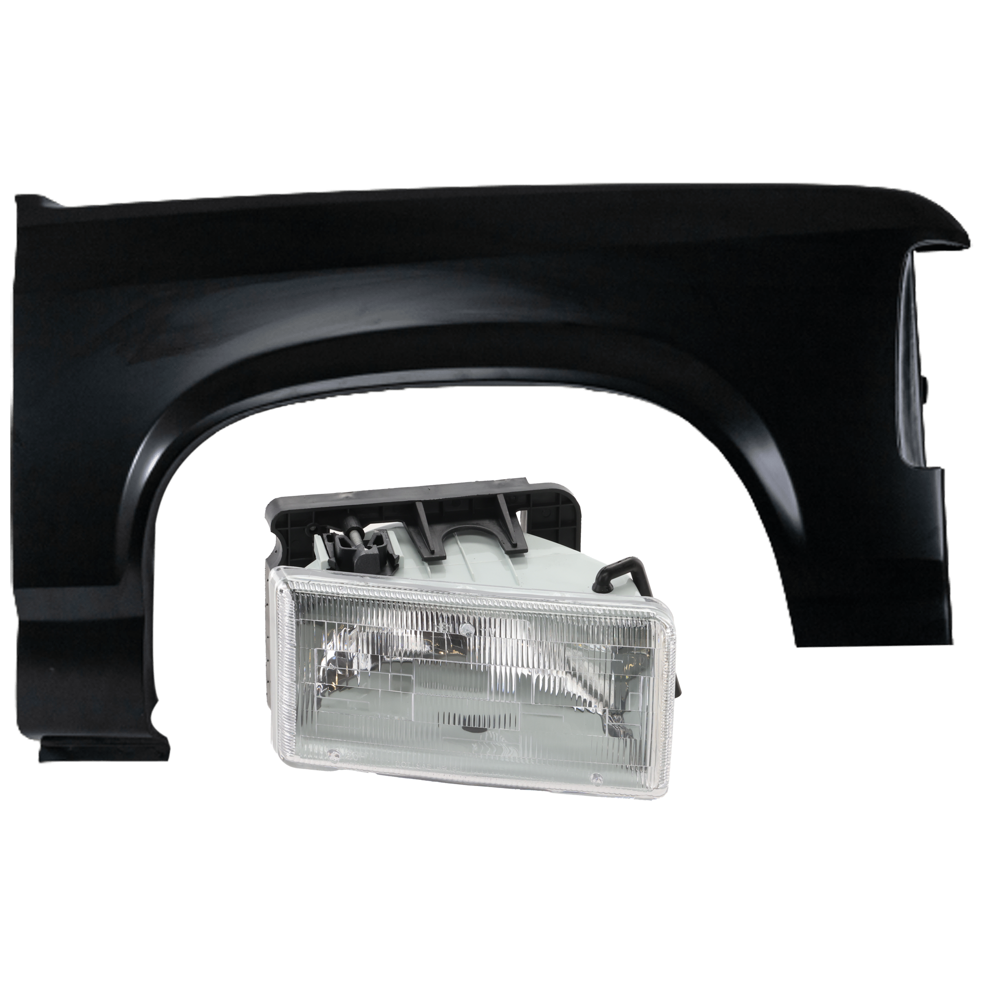 AM DAKOTA 91-96 HEAD LAMP RH 2 pc Kit Assembly Halogen with Fender SKU KIT 071726-154 Partslink CH2503105 CH1241113 OEM 55054714-4798160