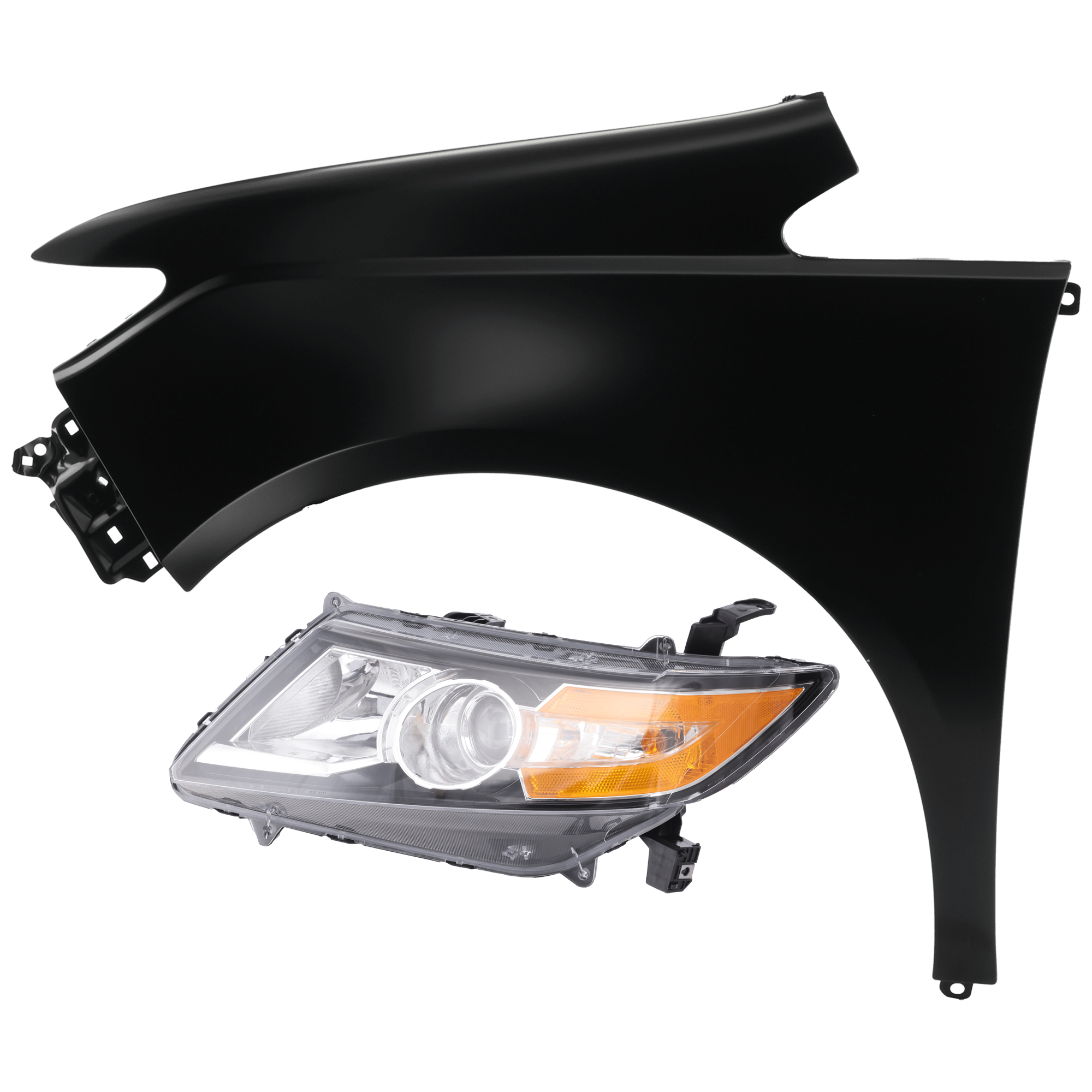 AM ODYSSEY 14-17 HEAD LAMP LH 2 pc Kit Assembly Halogen with Fender SKU KIT 071726-174 OEM 33150TK8A02-60260TK8A80ZZ PFM