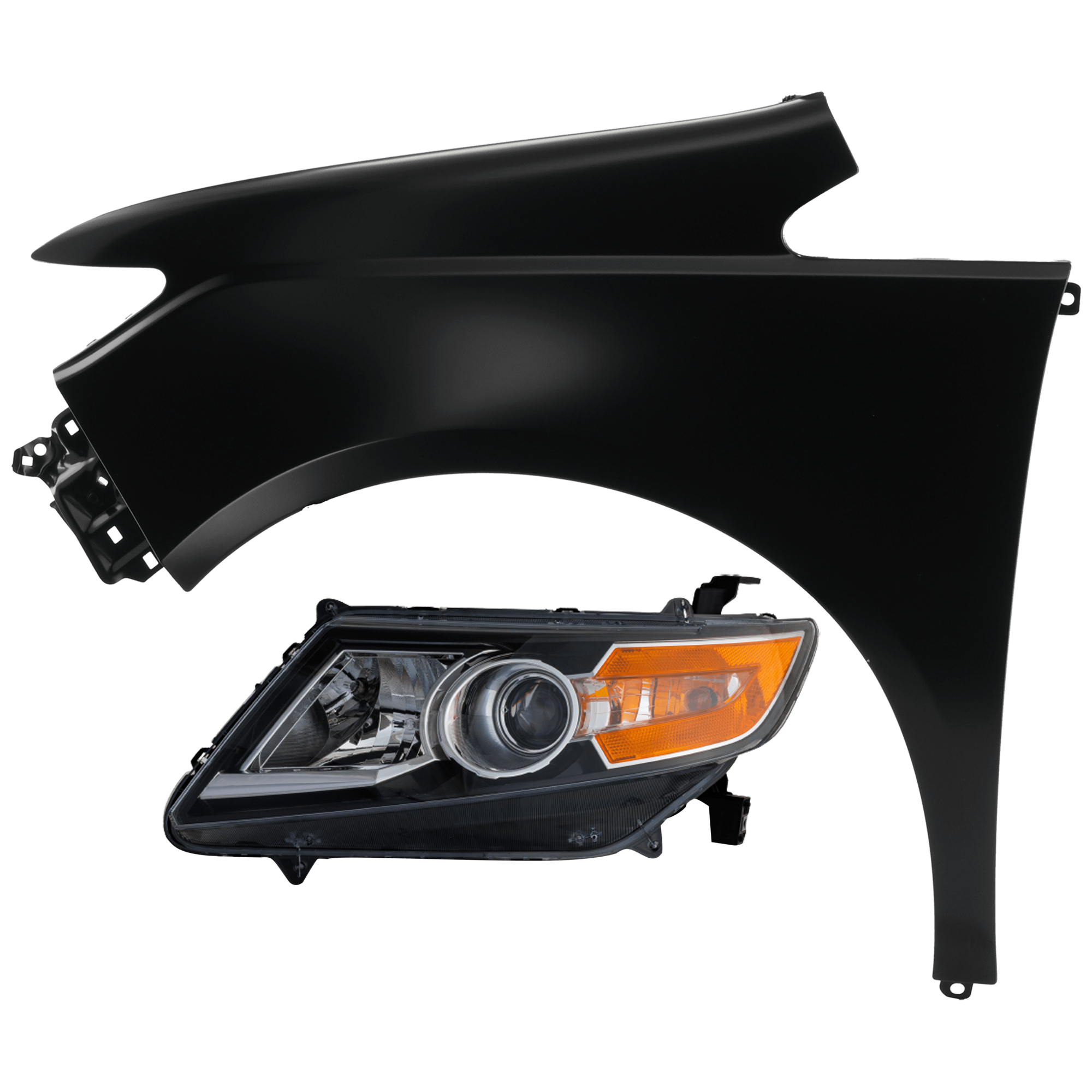 AM ODYSSEY 14-17 HEAD LAMP LH 2 pc Kit Lens and Housing HID Xenon with Fender SKU KIT 071726-175 OEM 33151TK8A22-60260TK8A80ZZ PFM