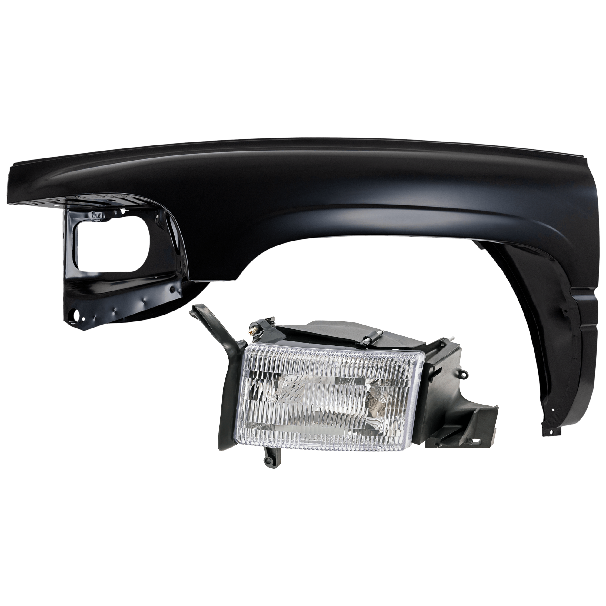 AM DODGE FULL SIZE PICKUP 94-02 HEAD LAMP LH 2 pc Kit Assembly Halogen w o Sport Package with Fender SKU KIT 071726-17 Partslink CH1240186 OEM 55054781AF PFM 55054781AH 5523
