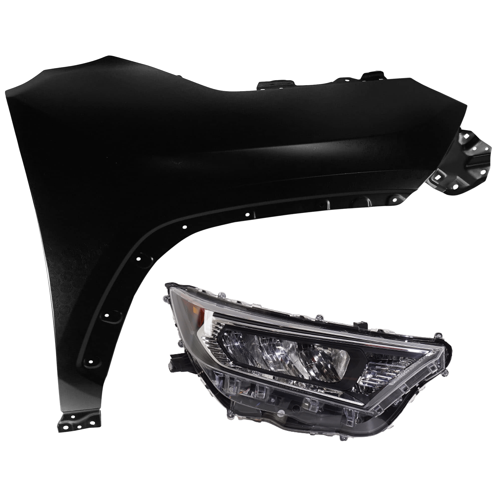 AM RAV4-19-21 HEAD LAMP RH 2 pc Kit Lens and Housing Halogen Japan Built Vehicle with Fender SKU KIT 071726-186 Partslink TO2519201 TO1241273 OEM 8113042812-8113042811-538110R1