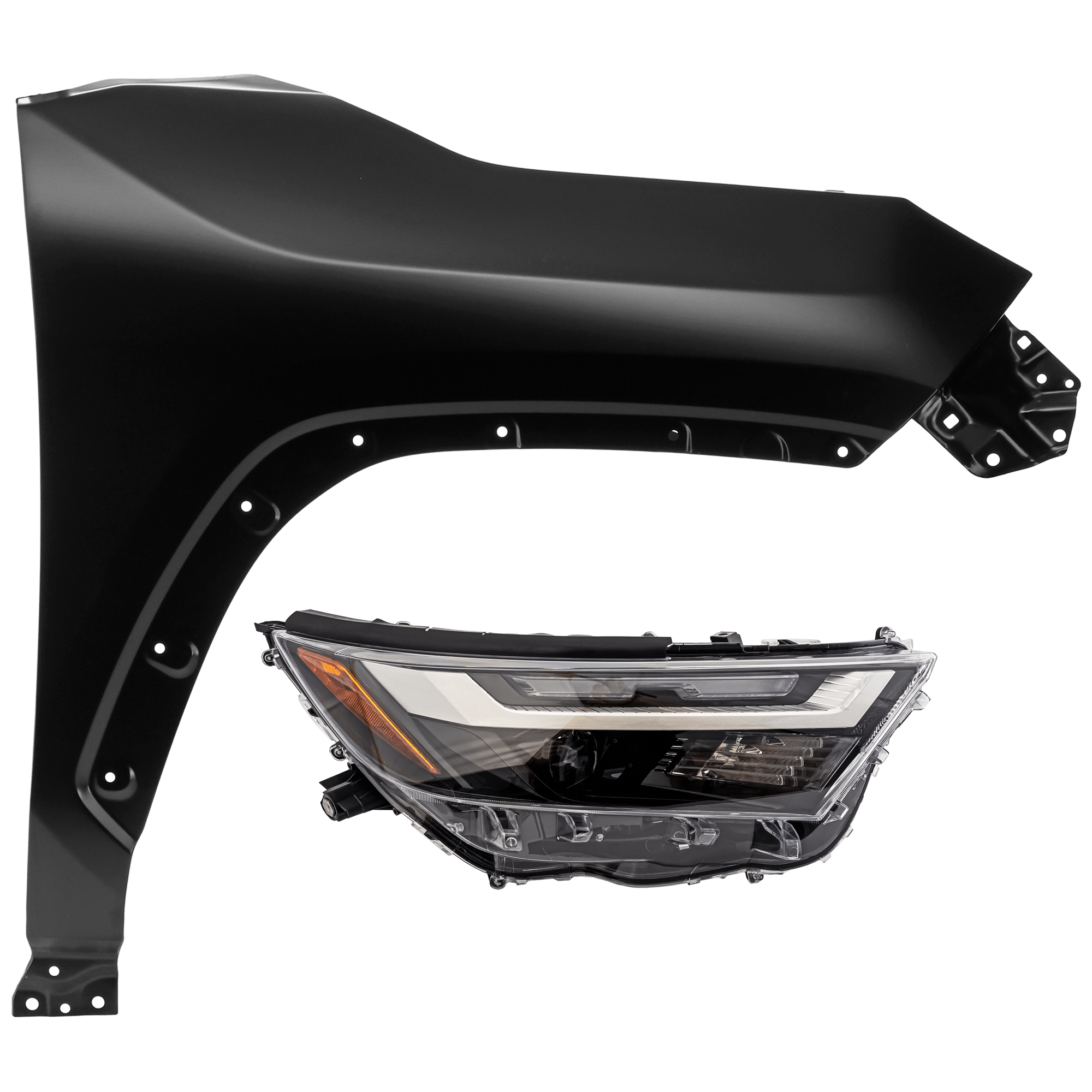 AM RAV4-22-24 HEAD LAMP RH 2 pc Kit Assembly LED w o LED Signal Light North America Built Vehicle with Fender SKU KIT 071726-194 Partslink TO2503316 TO1241275 OEM 811100R440-538110R130 PFM
