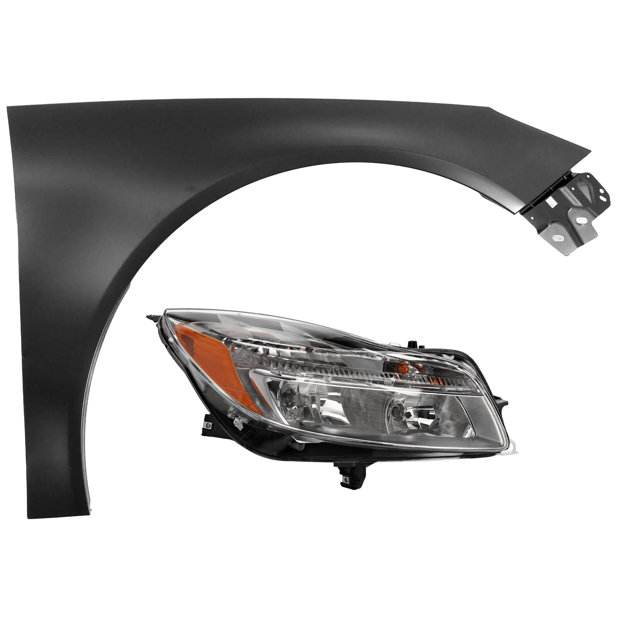 AM REGAL 12-13 HEAD LAMP RH 2 pc Kit Assembly Halogen with Fender SKU KIT 071726-196 Partslink GM2503353 GM1241373 OEM 22794766-22810642