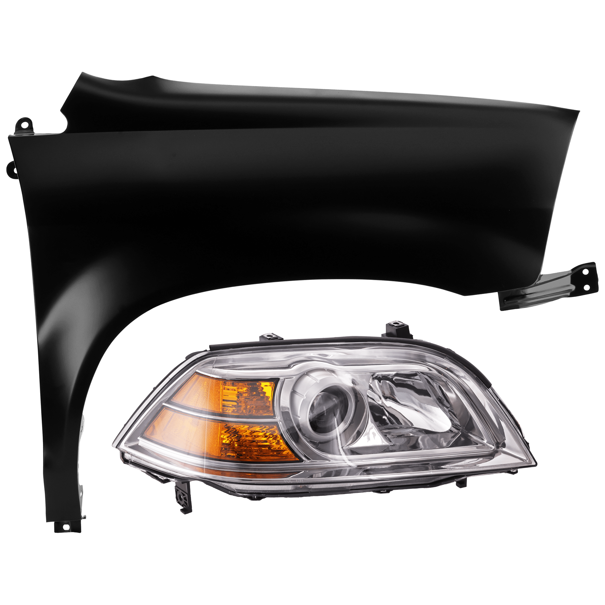 AM MDX 04-06 HEAD LAMP RH 2 pc Kit Lens and Housing Halogen with Fender SKU KIT 071726-207 Partslink AC2519107 AC1241112 OEM 33101S3VA12-60211S3VA90ZZ