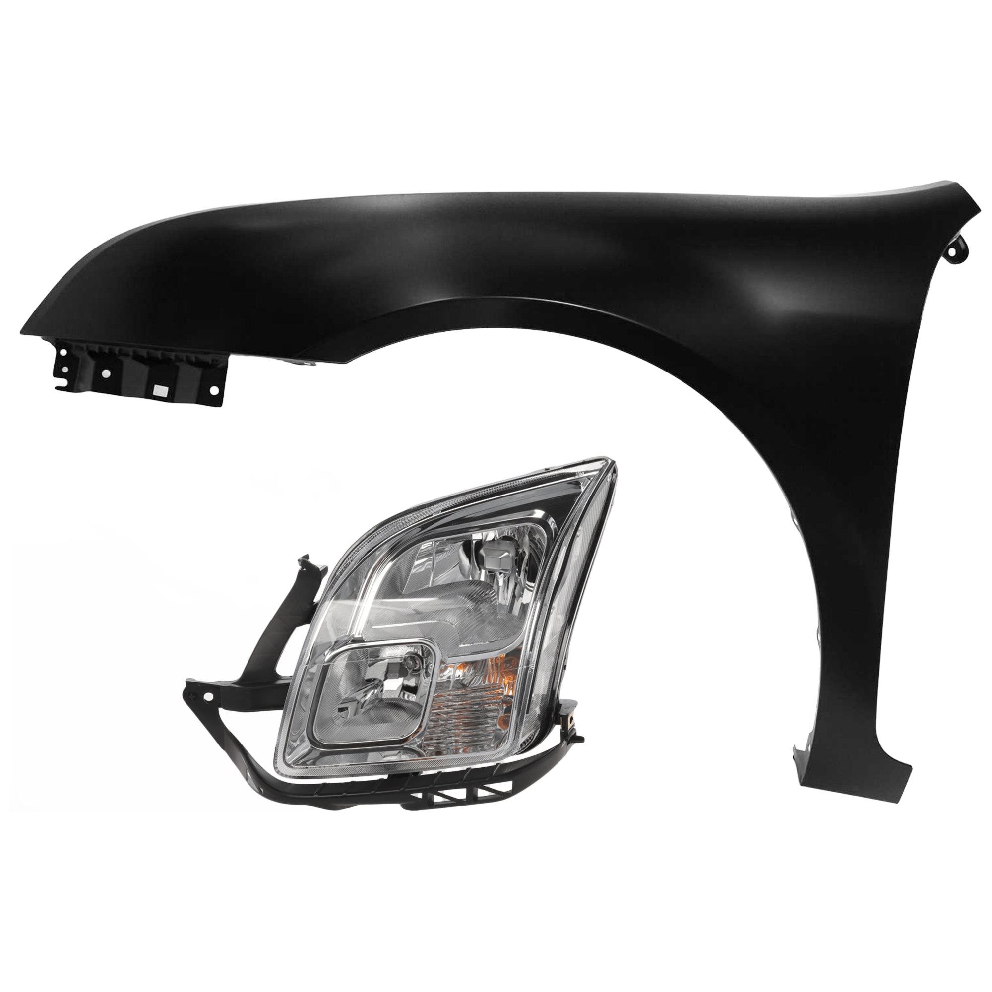 AM FUSION 06-09 HEAD LAMP LH 2 pc Kit Assembly Halogen with Fender CAPA SKU KIT 071726-222 Partslink FO2502219C FO1240251C OEM 6E5Z13008BD 6E5Z16006AA