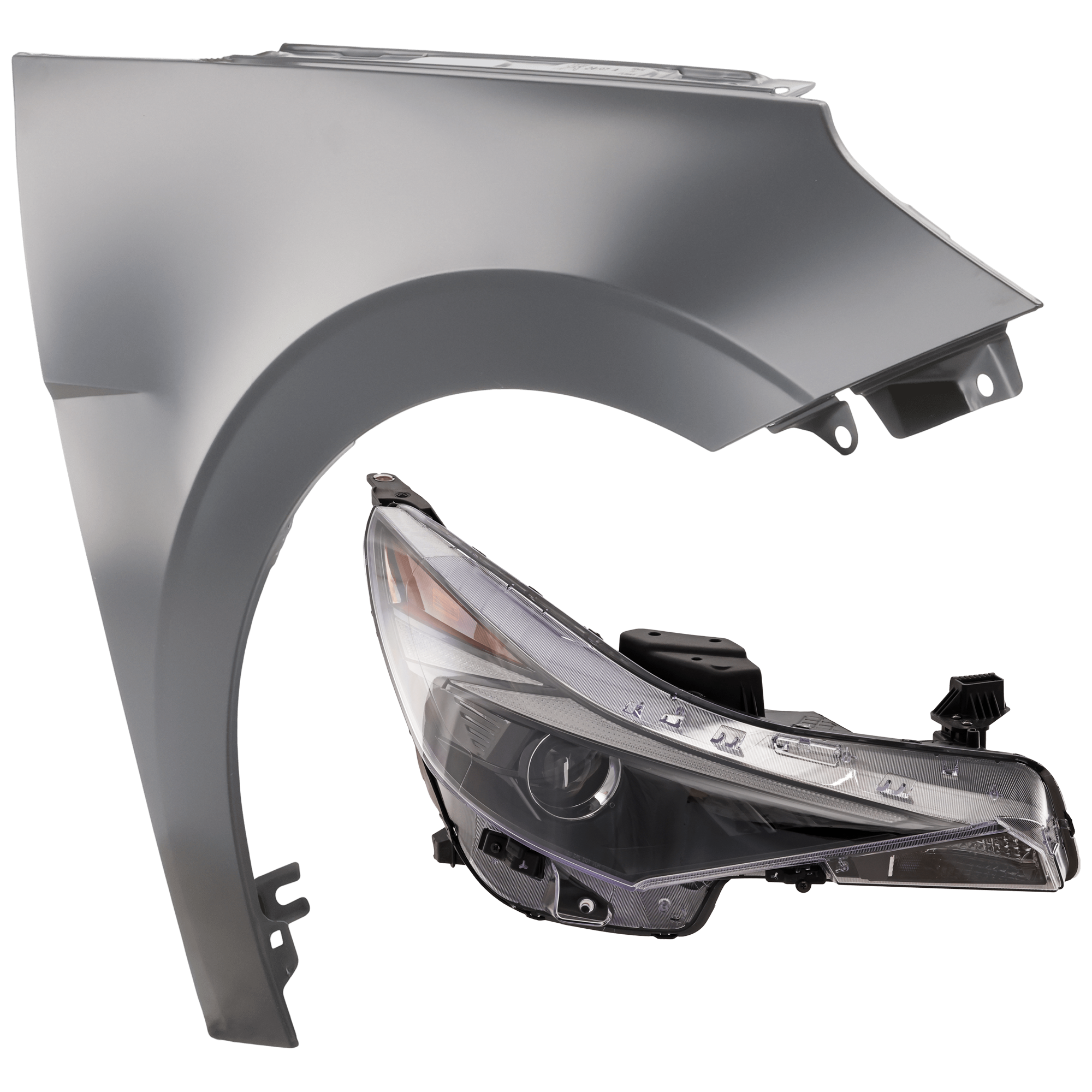 AM ELANTRA 21-23 HEAD LAMP RH 2 pc Kit Assembly Halogen with Fender SKU KIT 071726-234 Partslink HY2503247 HY1241180 OEM 92102AB000-66320AA000
