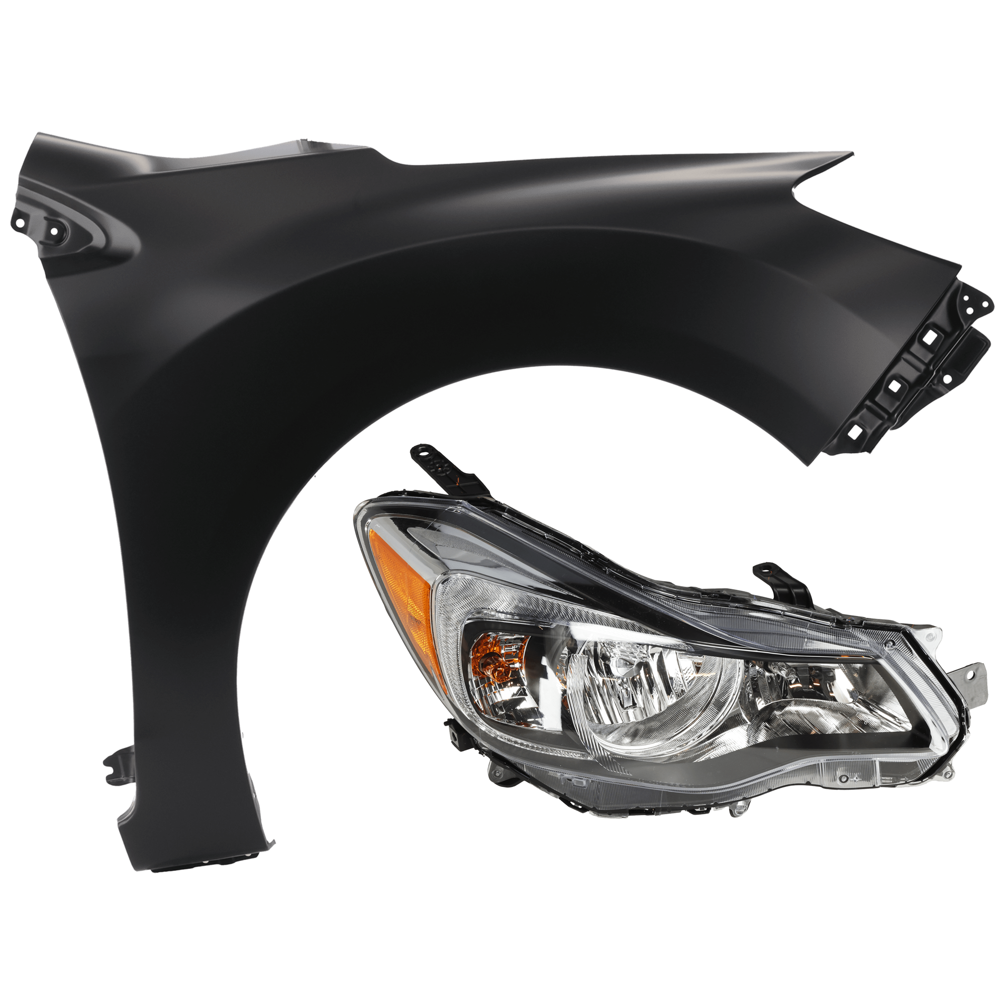 AM IMPREZA 14-14 HEAD LAMP RH 2 pc Kit Assembly Halogen with Fender SKU KIT 071726-239 Partslink SU2503154 SU1241136 OEM 84001FJ081-57120FJ0009P