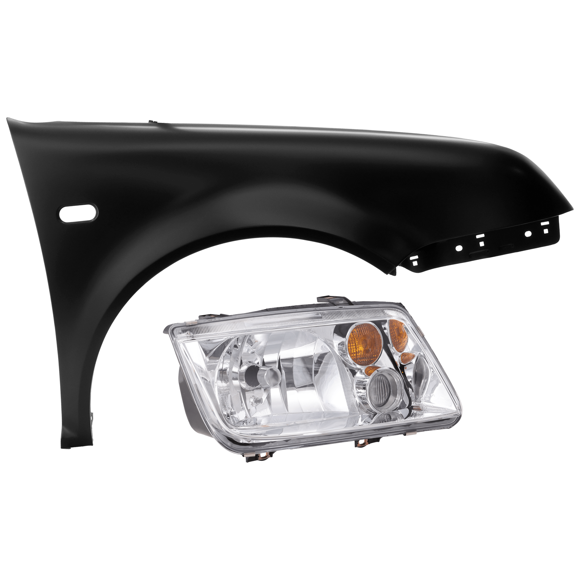 AM JETTA 02-05 HEAD LAMP RH 2 pc Kit Lens and Housing Halogen with Fender SKU KIT 071726-247 Partslink VW2503124 VW1241129 VW1241130 OEM 1J5941018BH 1J5821022