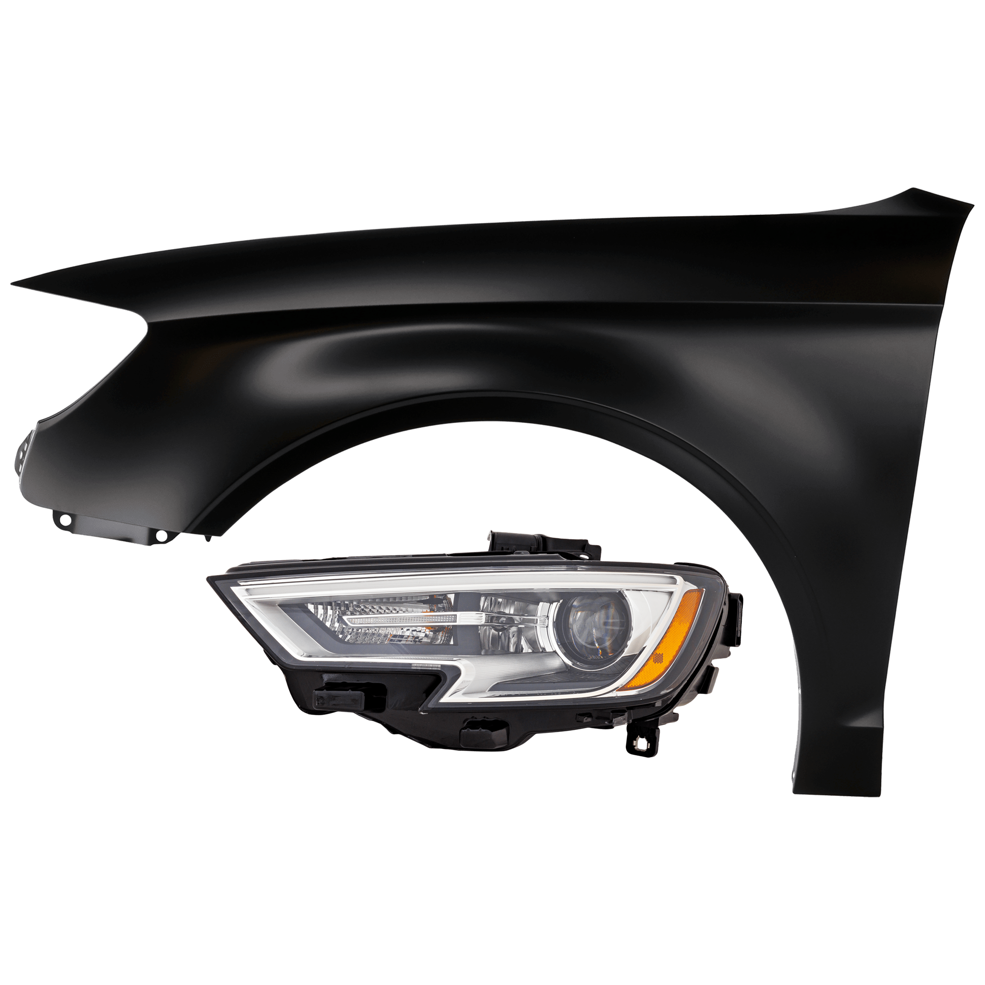 AM A3 S3-17-20 HEAD LAMP LH 2 pc Kit Lens and Housing HID Xenon w o HID Kit with Fender CAPA SKU KIT 071726-254 Partslink AU1240136C OEM 8V0941043G PFM 8V5821105A